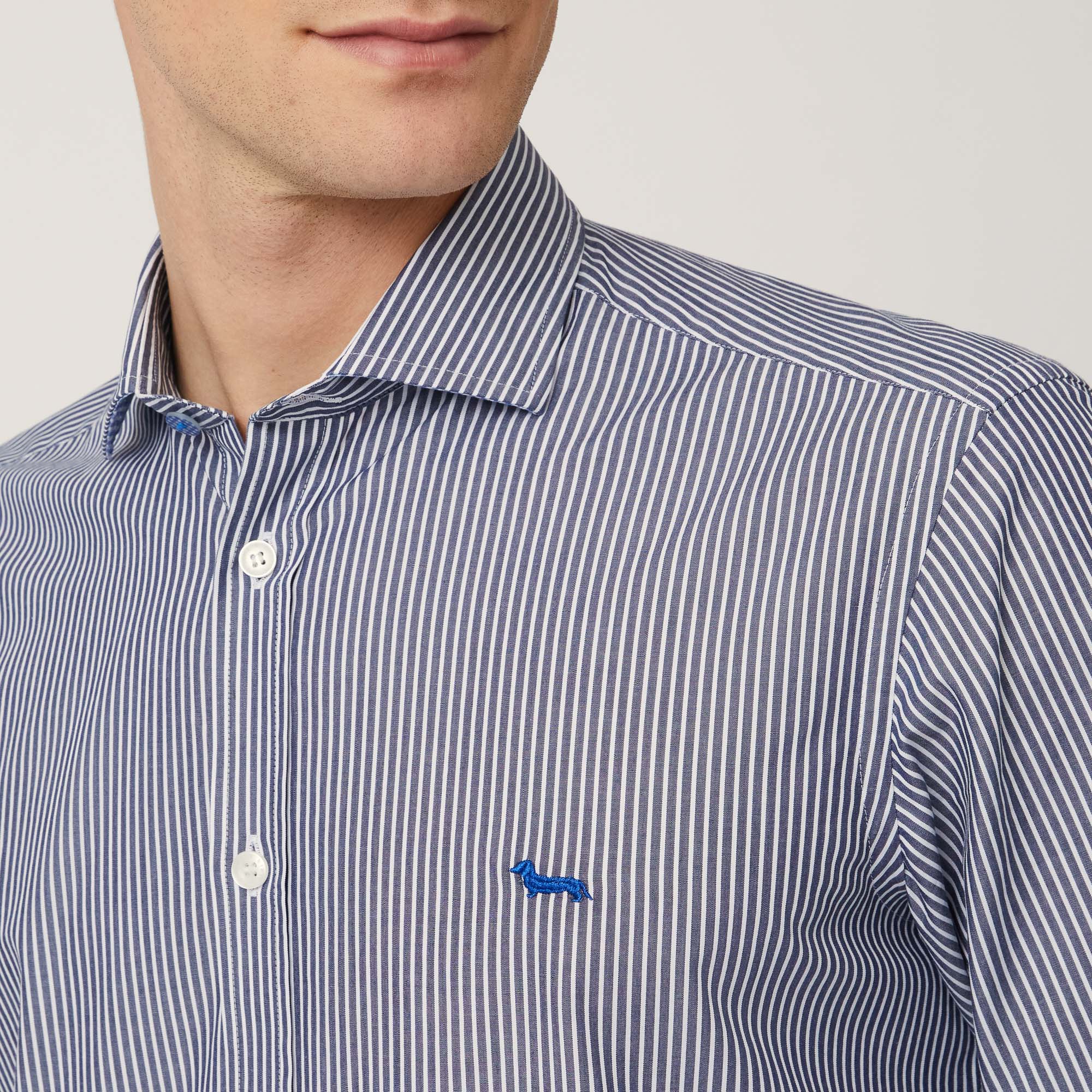 Striped Narrow Shirt, Blu, large image number 2