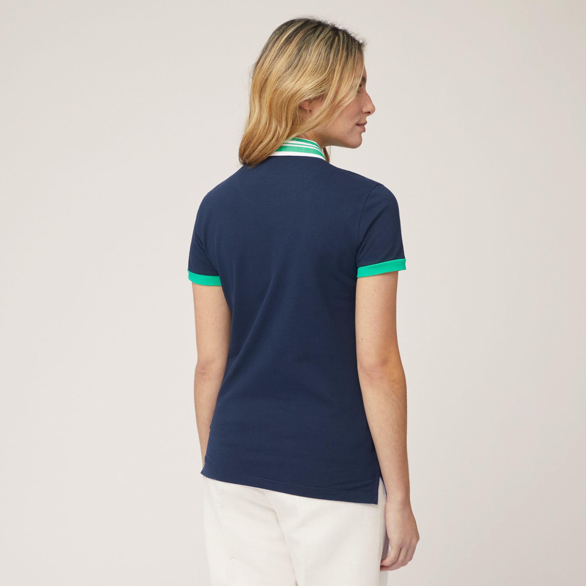 Vietri Polo Shirt with Printed Collar, Blue, large image number 1