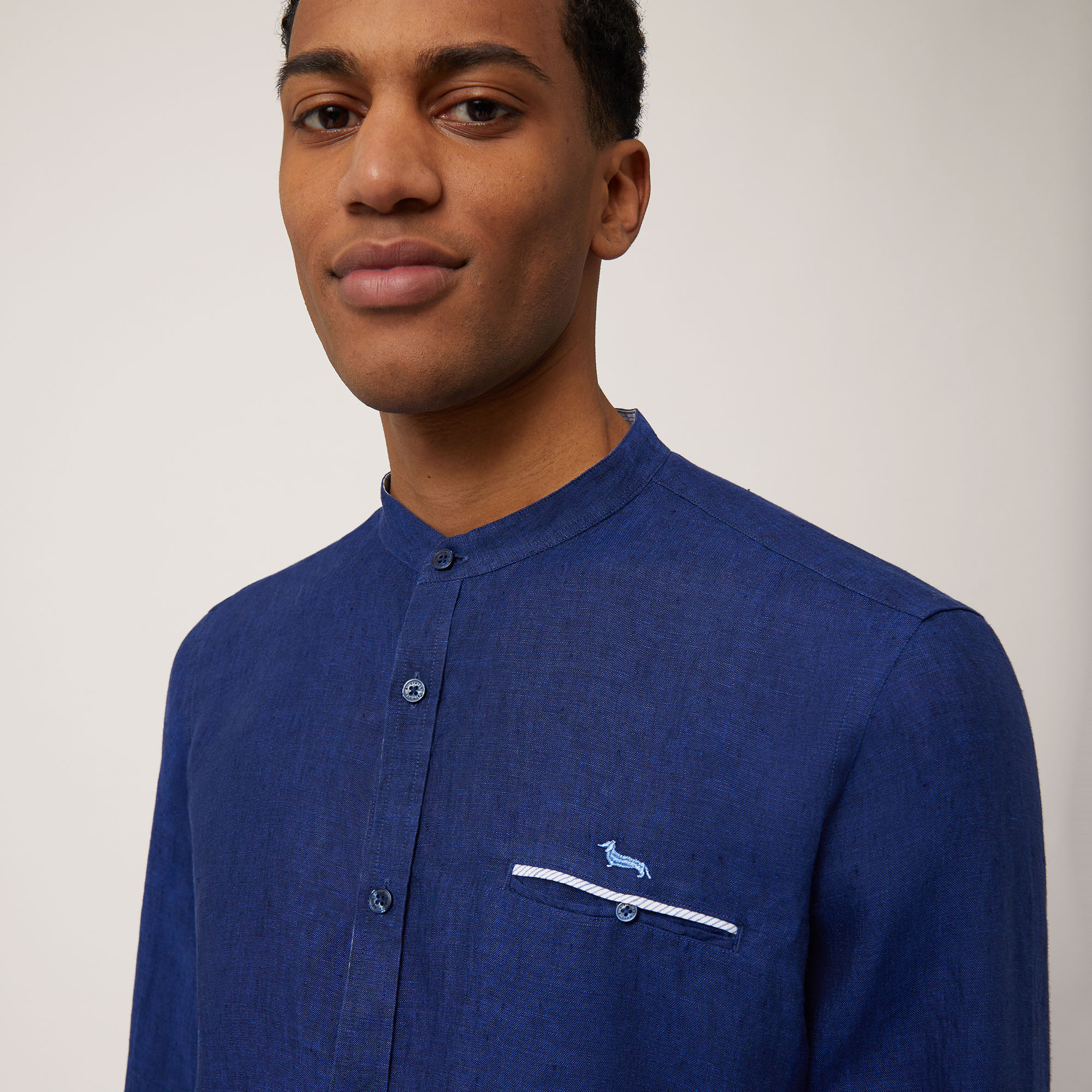 Shirt with Mandarin Collar, Midnight Blue, large image number 2