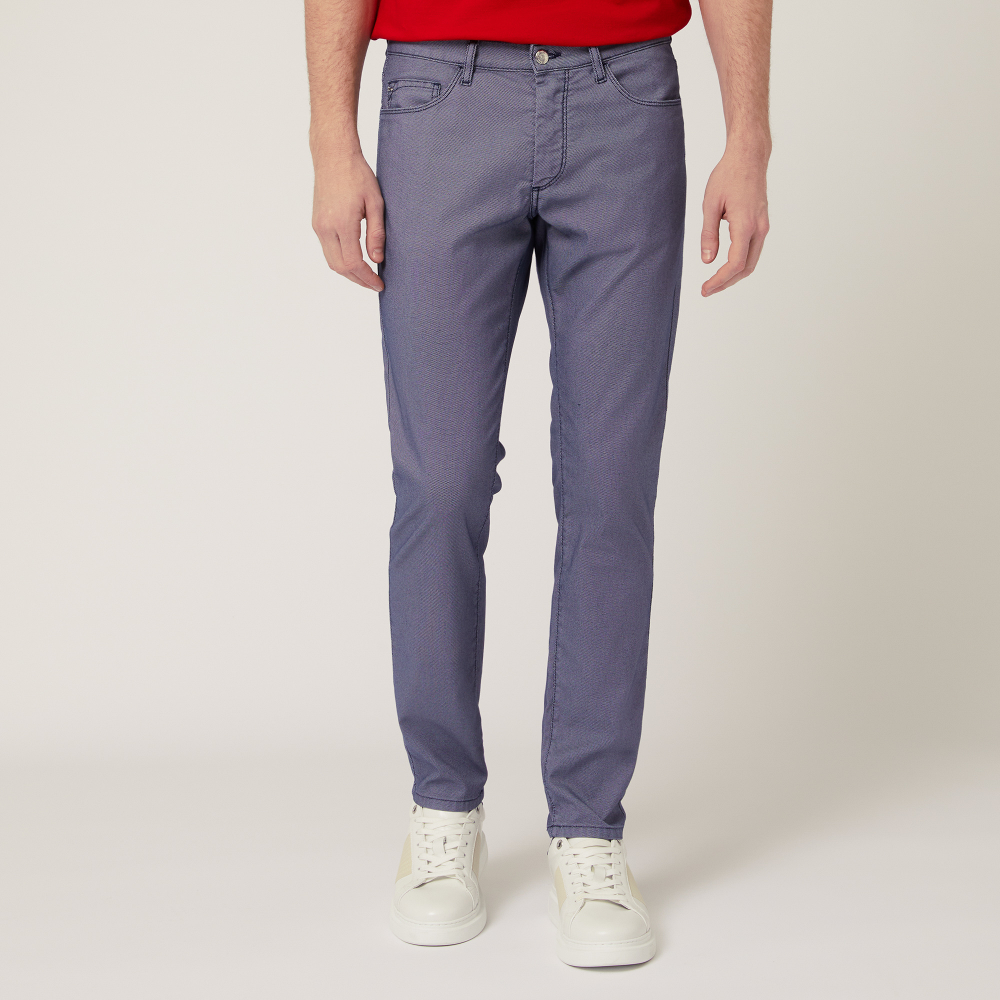 Slim Five-Pocket Pants, Blue, large