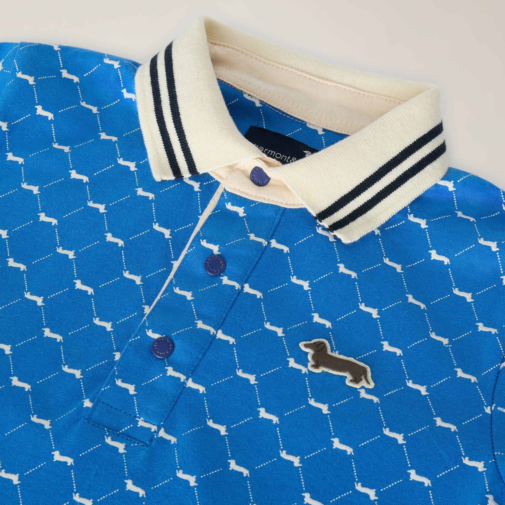 Organic Jersey Polo With All-Over Dachshund Print, Light Blue, large image number 2