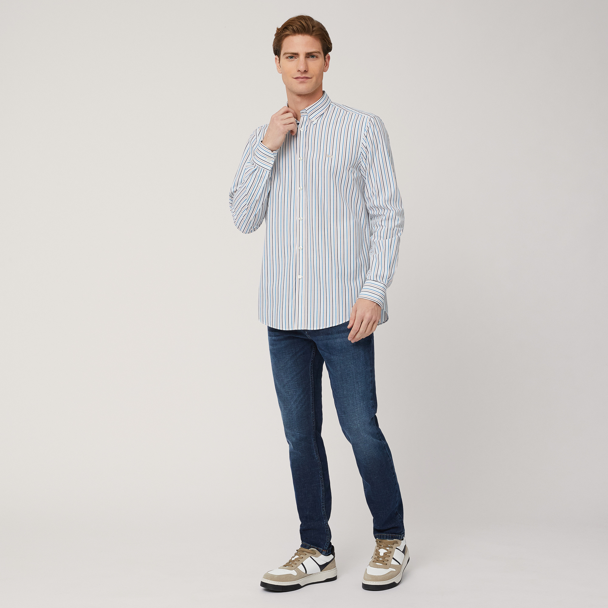 Shirt with Stripe Pattern, Bianco, large image number 3