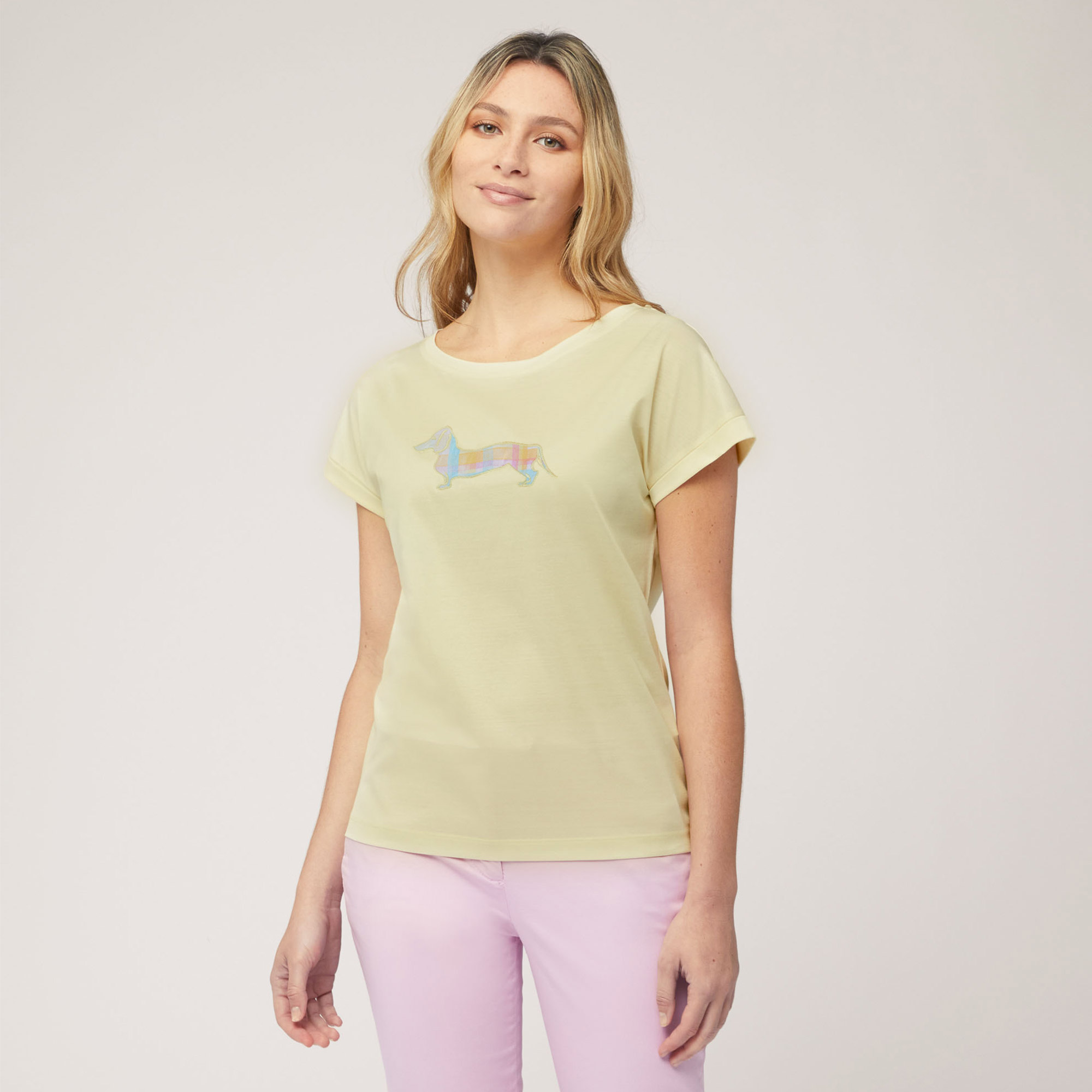 Cotton T-Shirt with Dachshund, Light Yellow, large image number 3