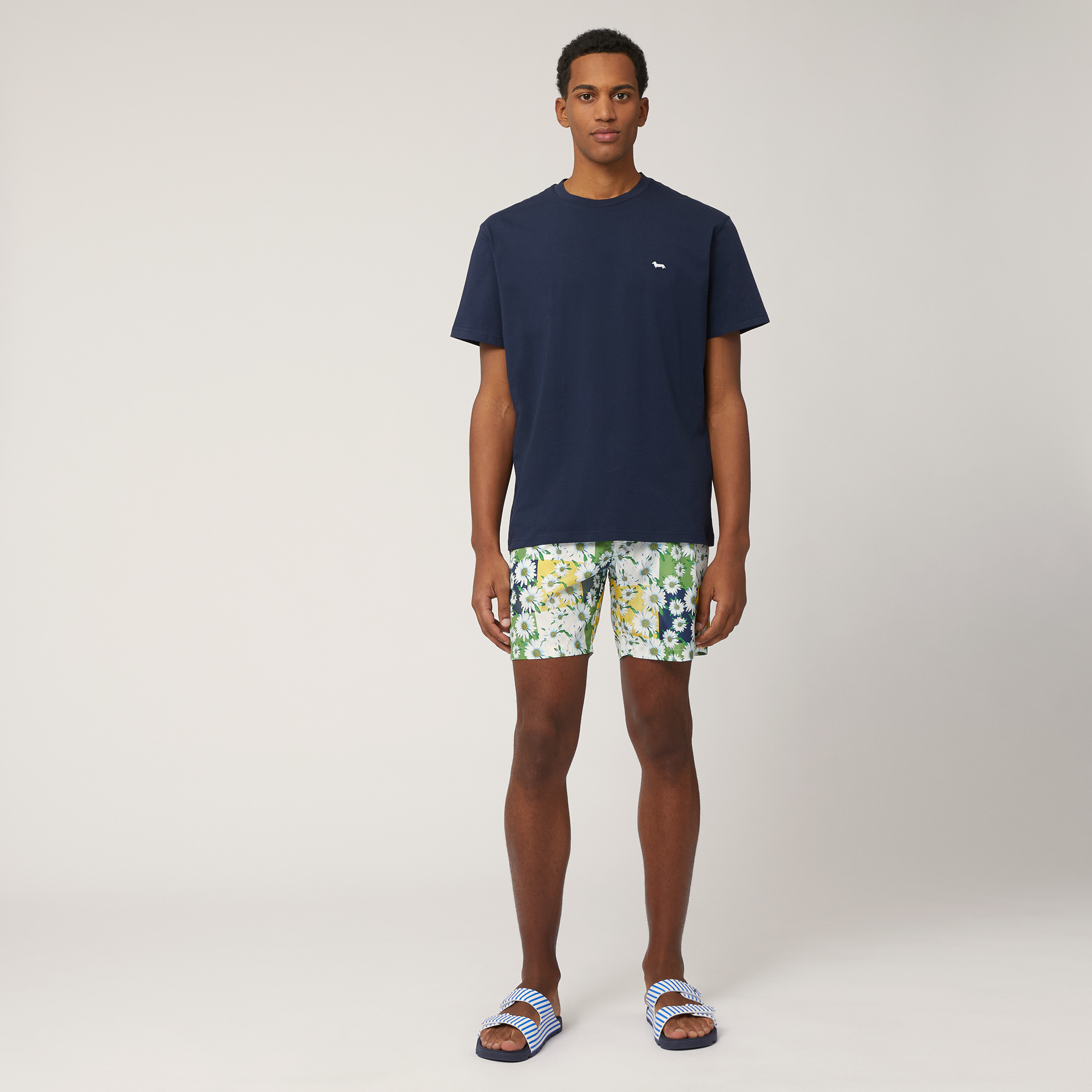 Swim Trunks with Squares and Daisies, Canary Yellow, large image number 3