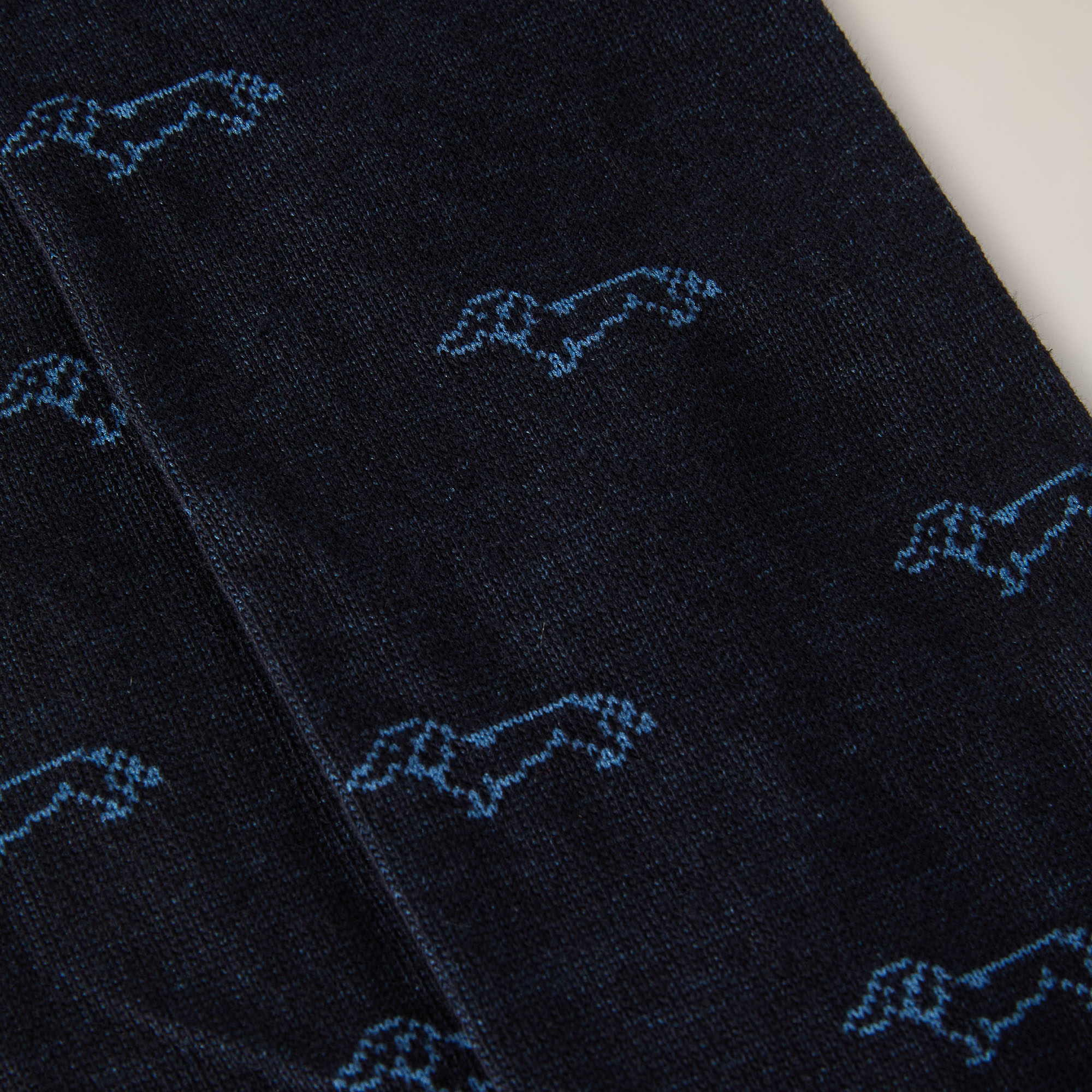 Long All-Over Dachshund Socks, Blue, large image number 1