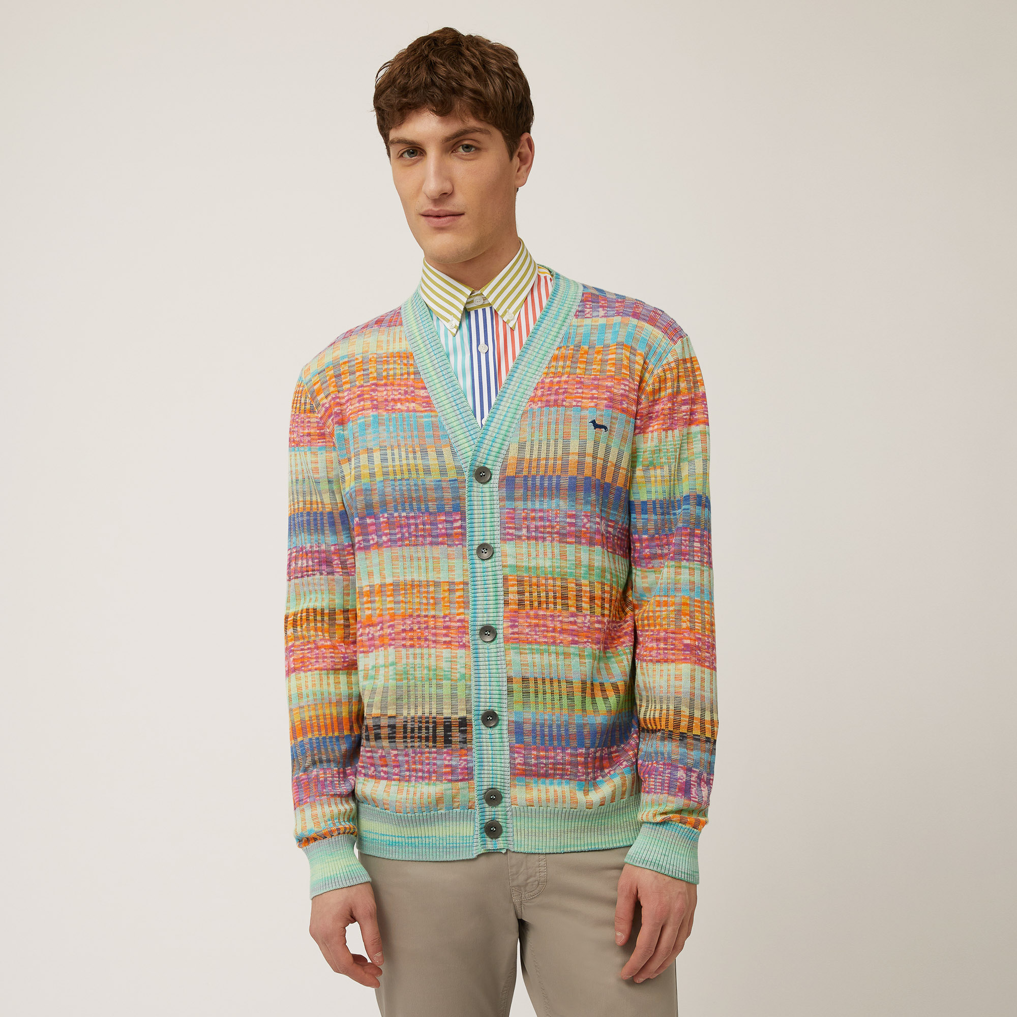 Multicolor Ribbed Cardigan