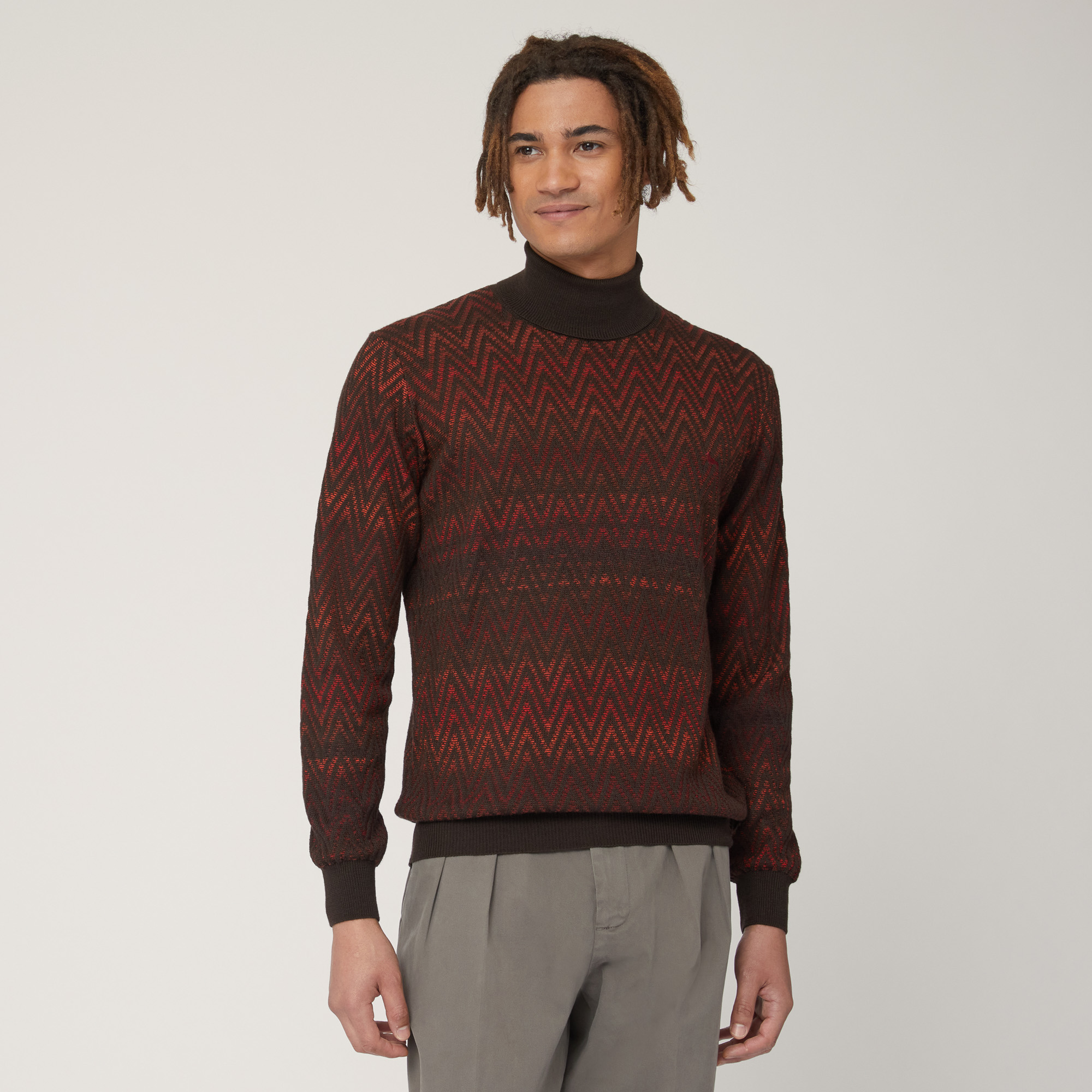 Gradient Effect Turtleneck, Rosso, large image number 0