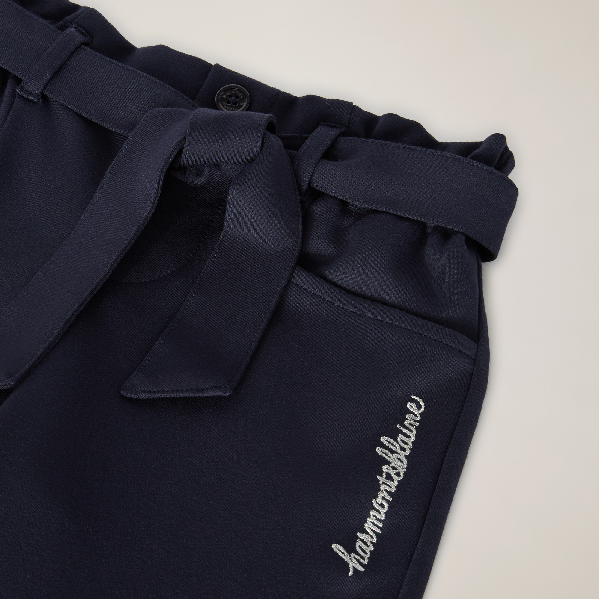 Pantaloni Baggy In Punto Milano, Blu Navy, large image number 2