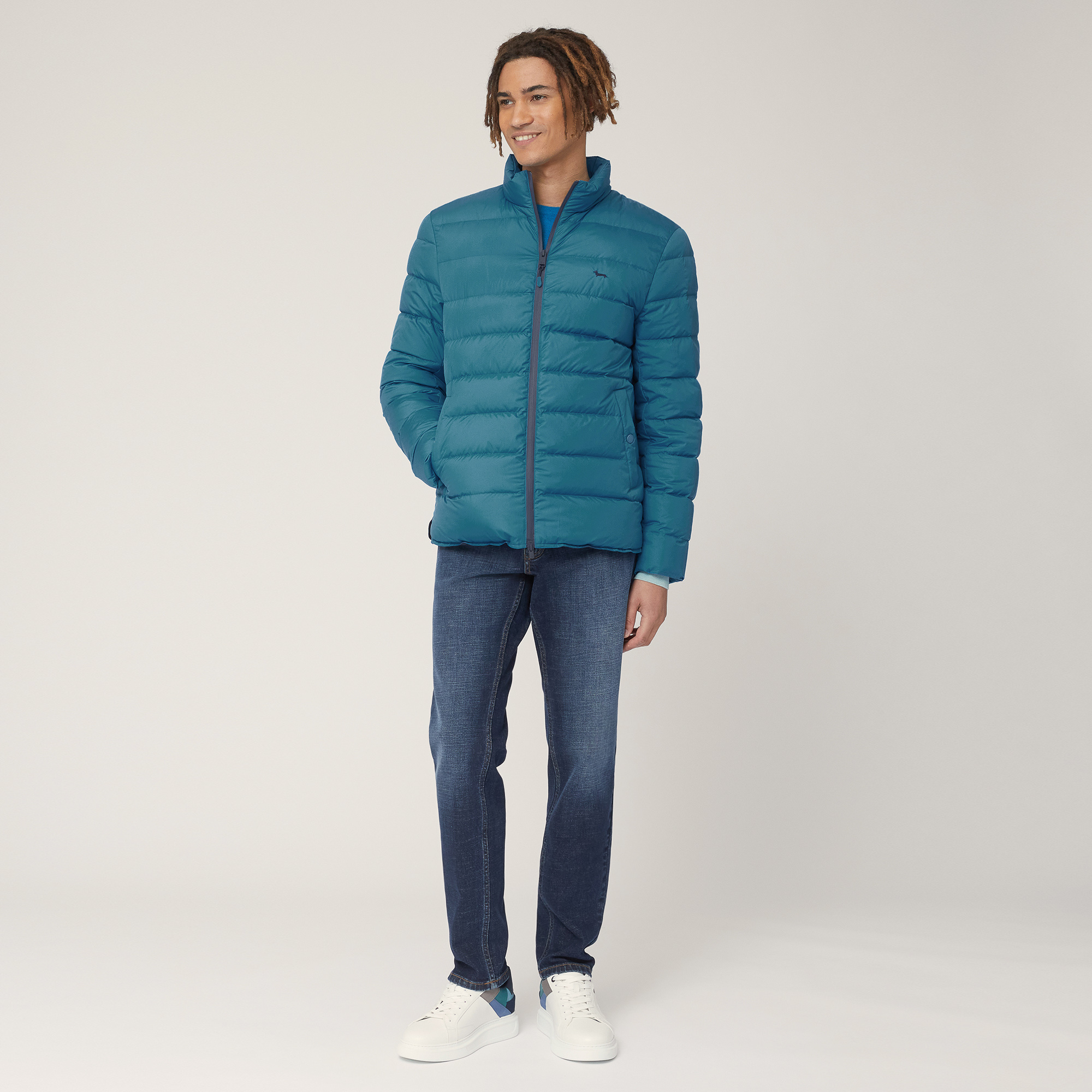 Padded Jacket with Logo, Teal, large image number 3