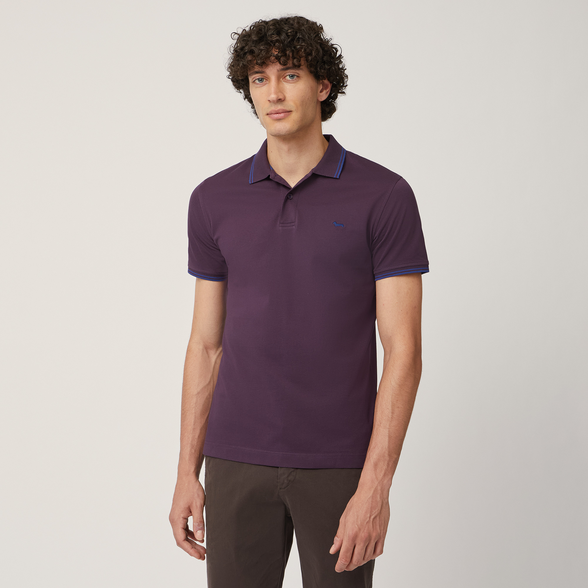 Vietri Polo Shirt with Striped Details, Plum, large