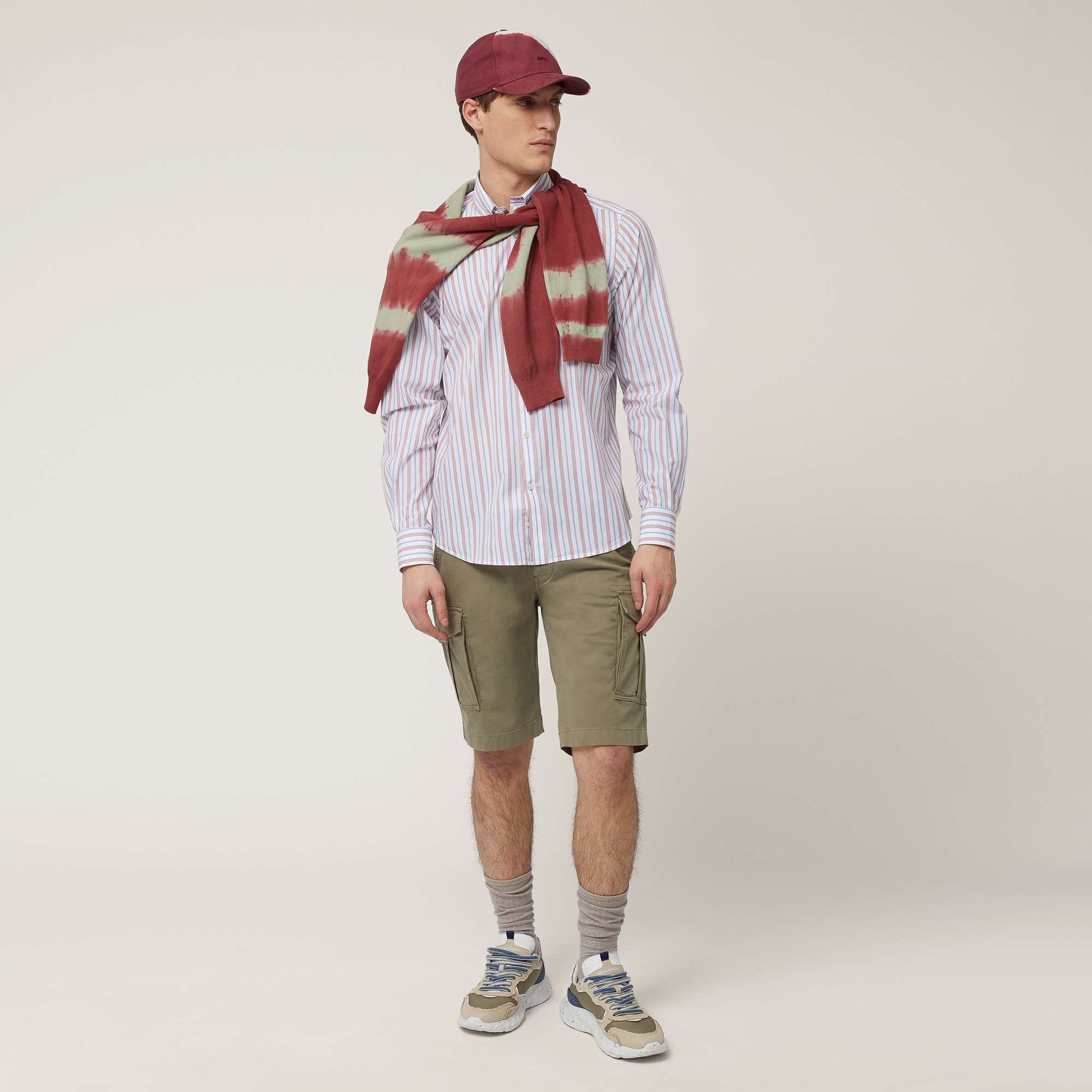 Striped Regular Shirt, Deep Red, large image number 3