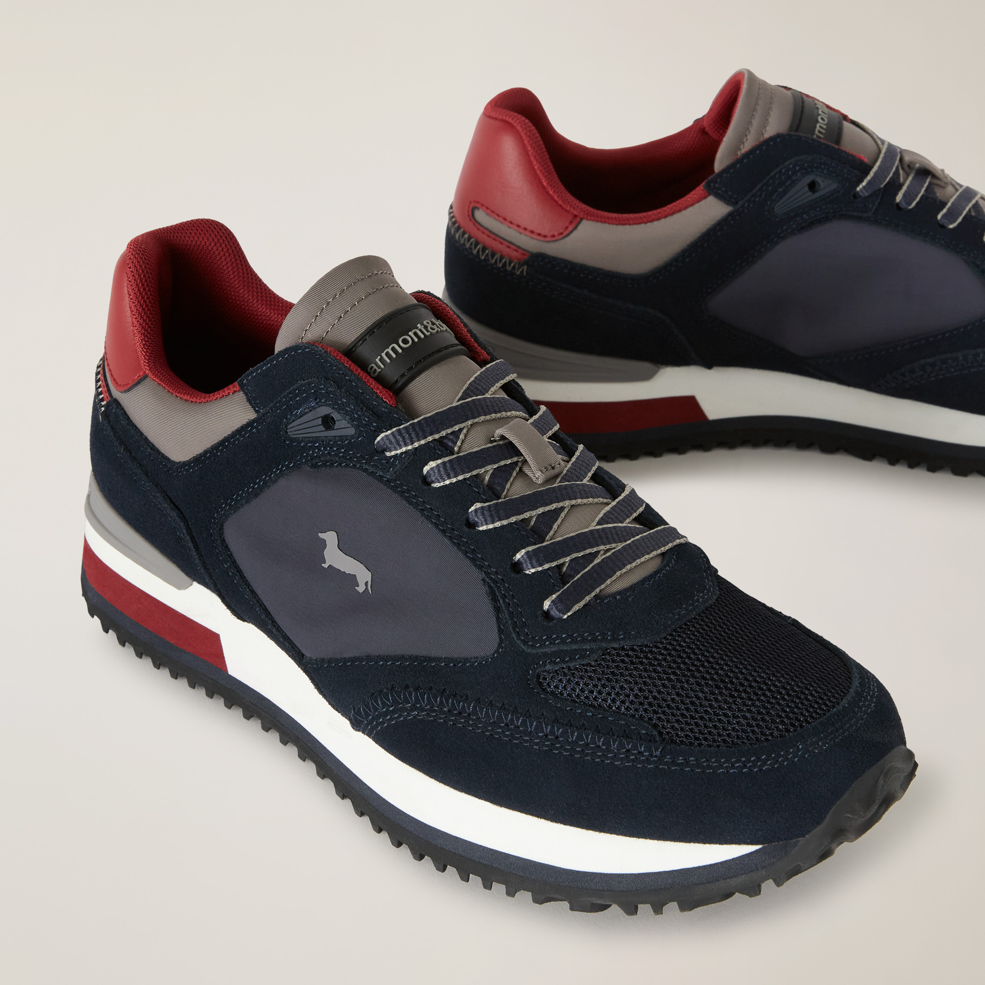 Levante Sneaker with Inserts, Blu - Bordeaux, large image number 3