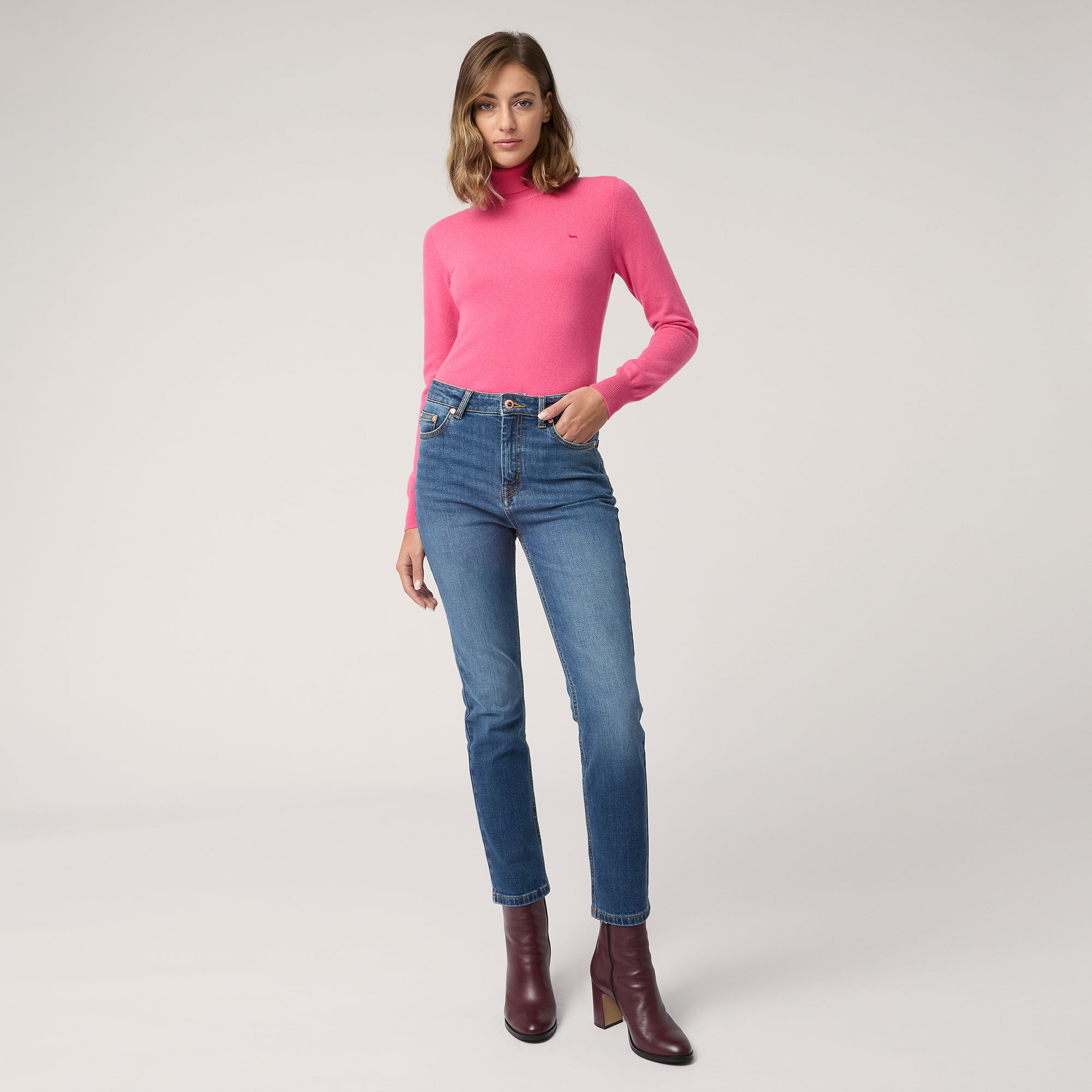 High-Waisted Slim Pants, Blue , large image number 3