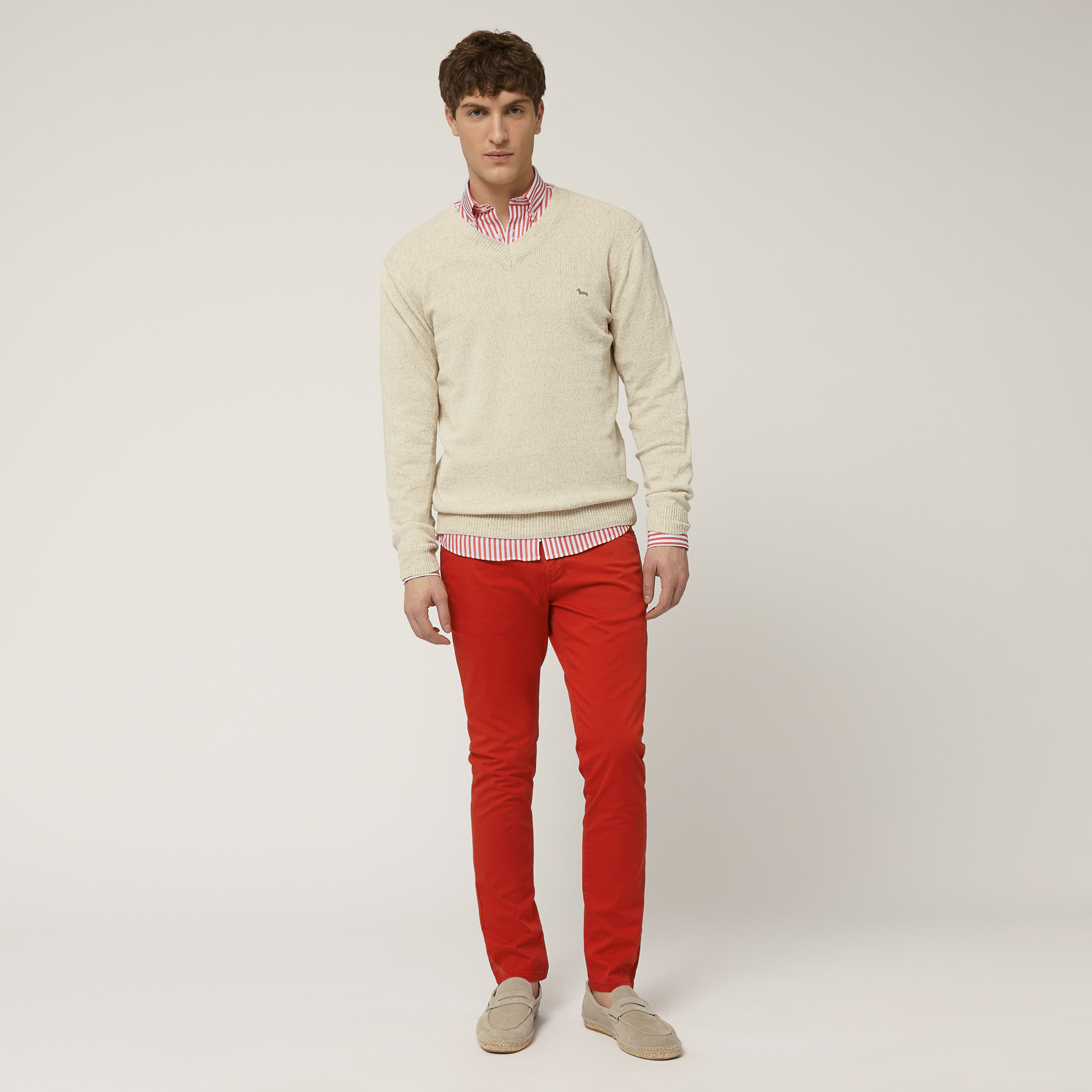 Pantaloni Slim In Misto Cotone, Deep Red, large image number 3