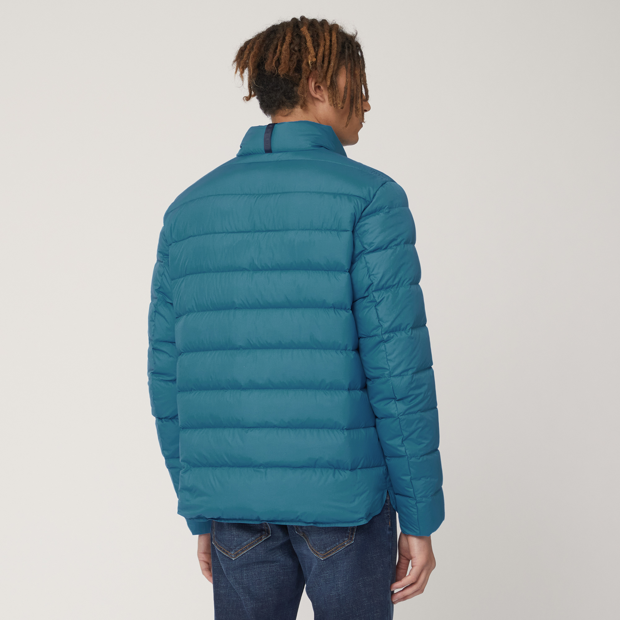 Padded Jacket with Logo, Blu, large image number 1