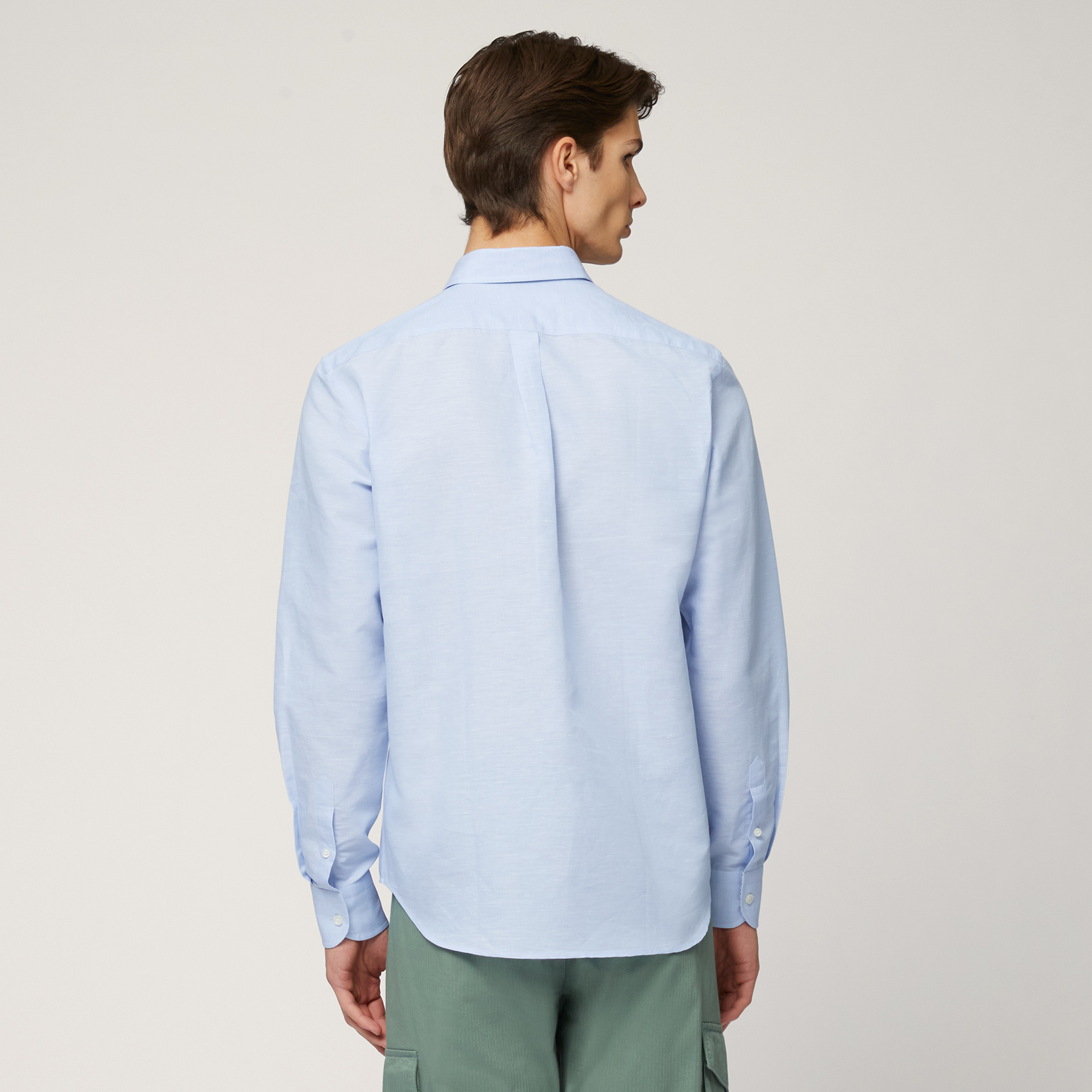 Camicia In Cotone Fiammato, Azzurro Sport, large image number 1