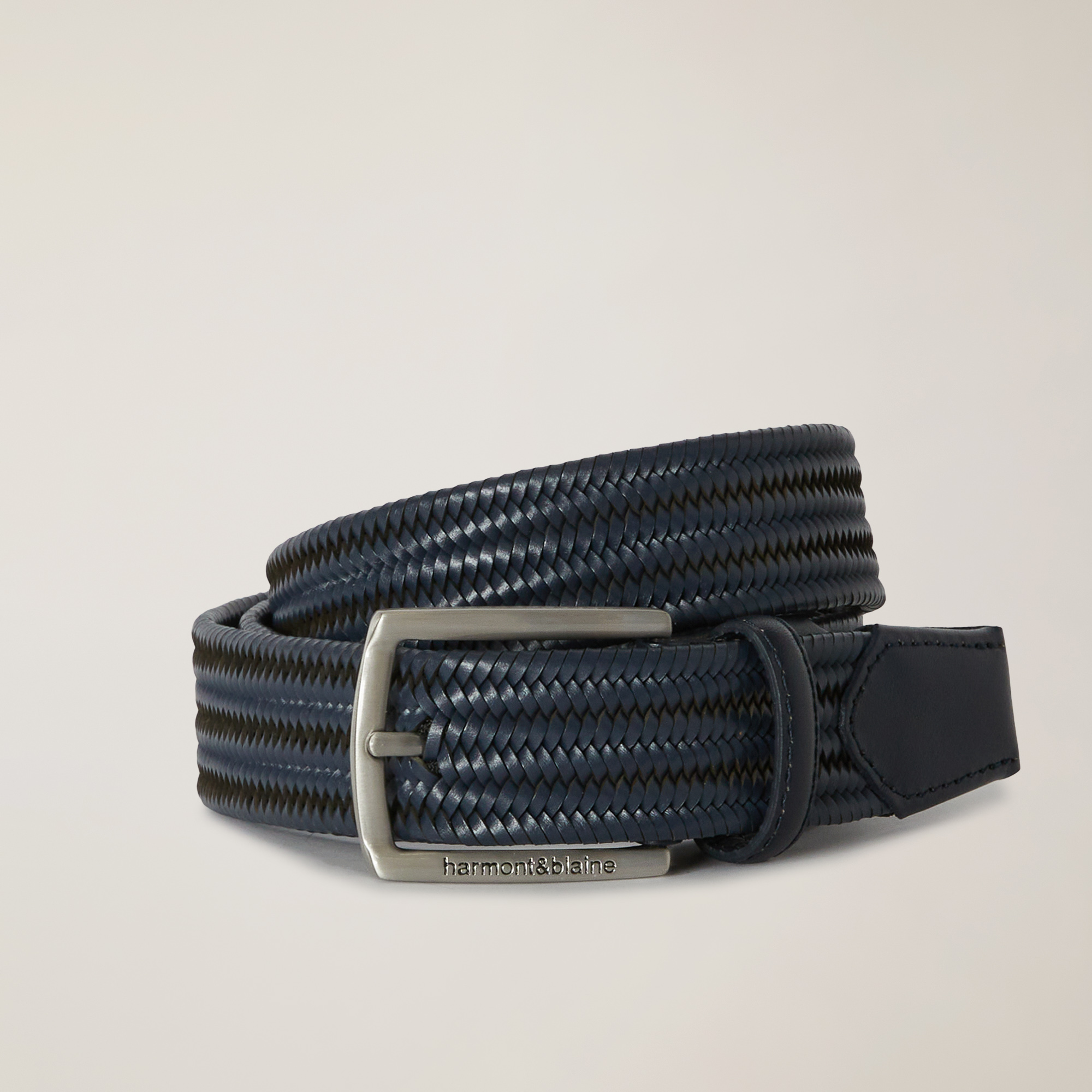 Woven Leather Belt, Blue, large image number 0