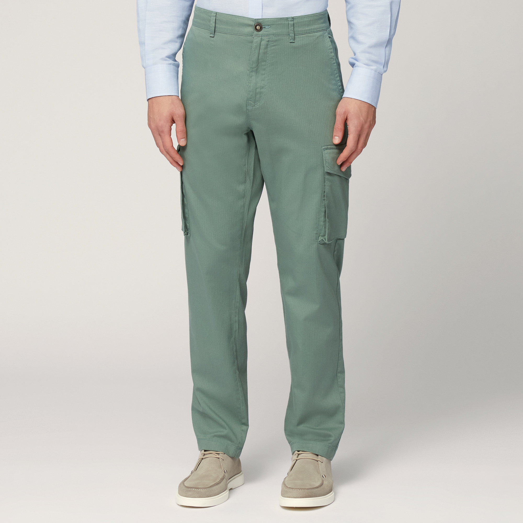 Pantaloni Chino Tasche Cargo, Verde Lichene, large