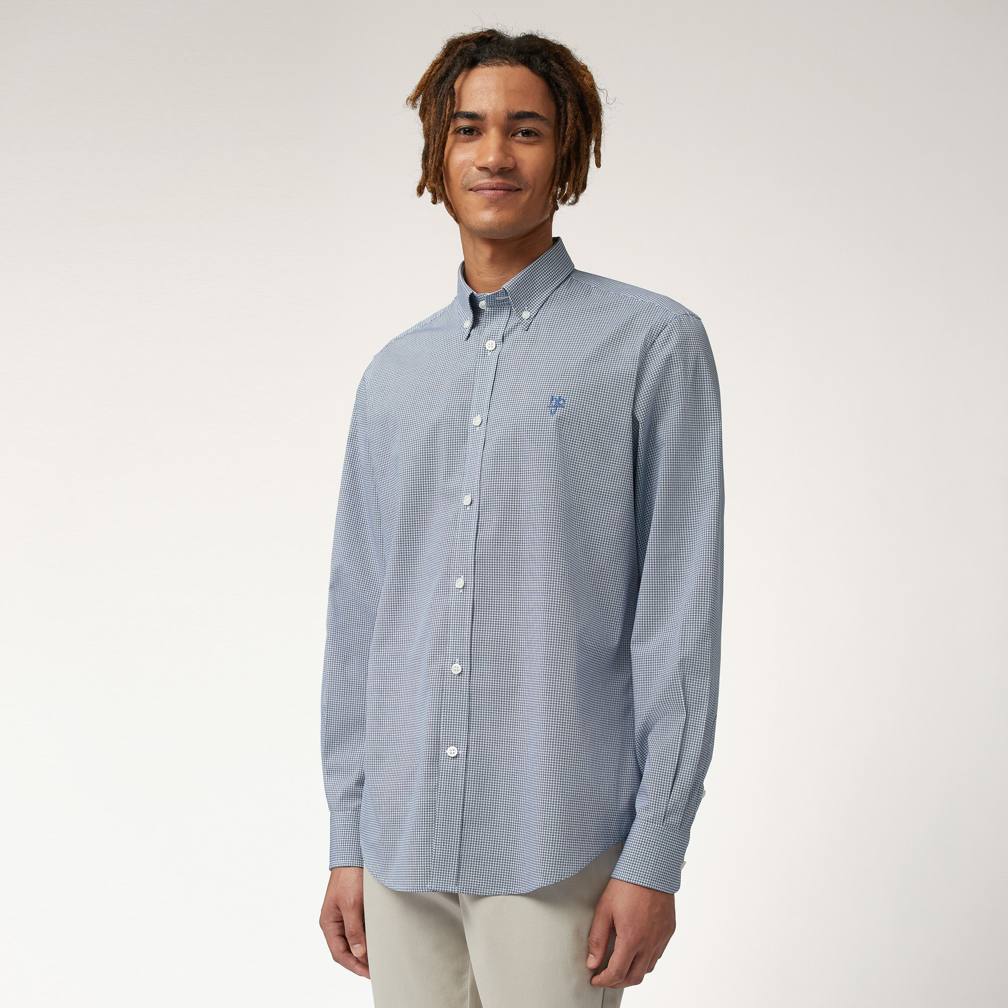 Micro-Pattern Shirt, Blue, large image number 0