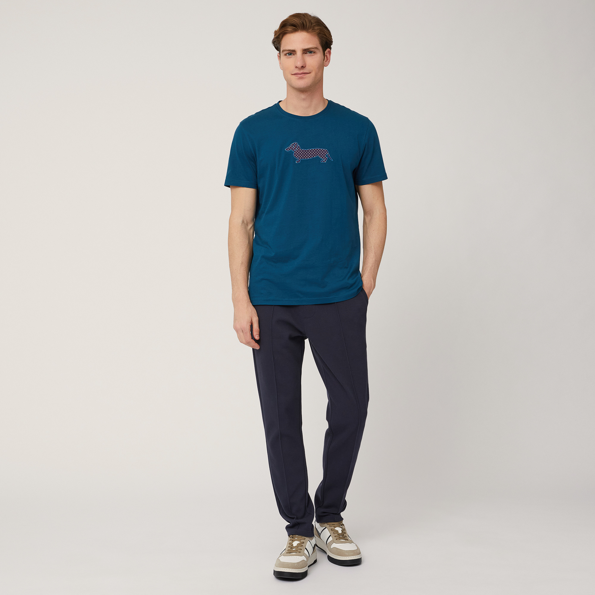 Pantaloni Jogger In Jersey, Blu, large image number 3