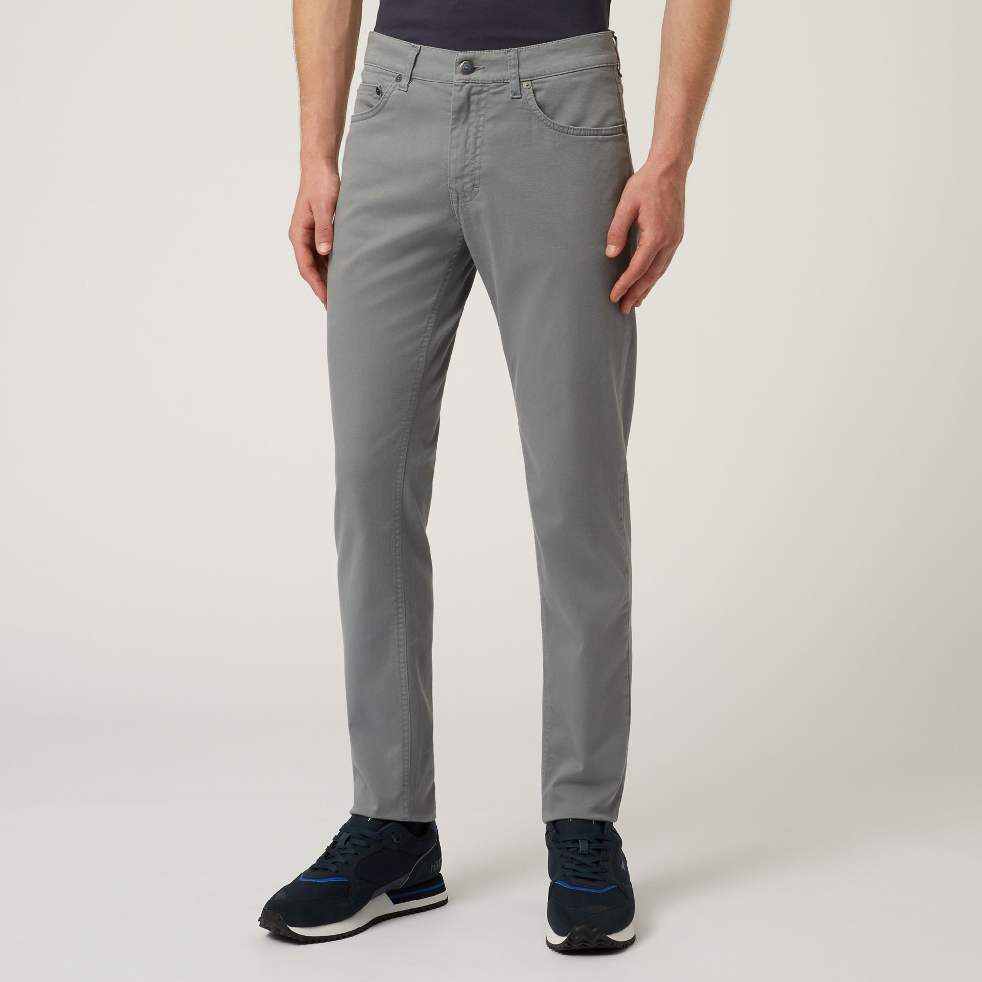 Essentials trousers in plain coloured cotton in Grey: Luxury