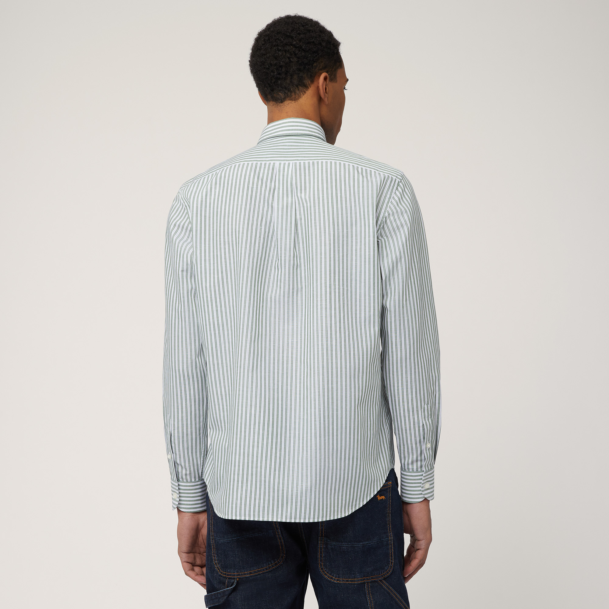 Striped Regular Shirt, Meadow Green, large image number 1