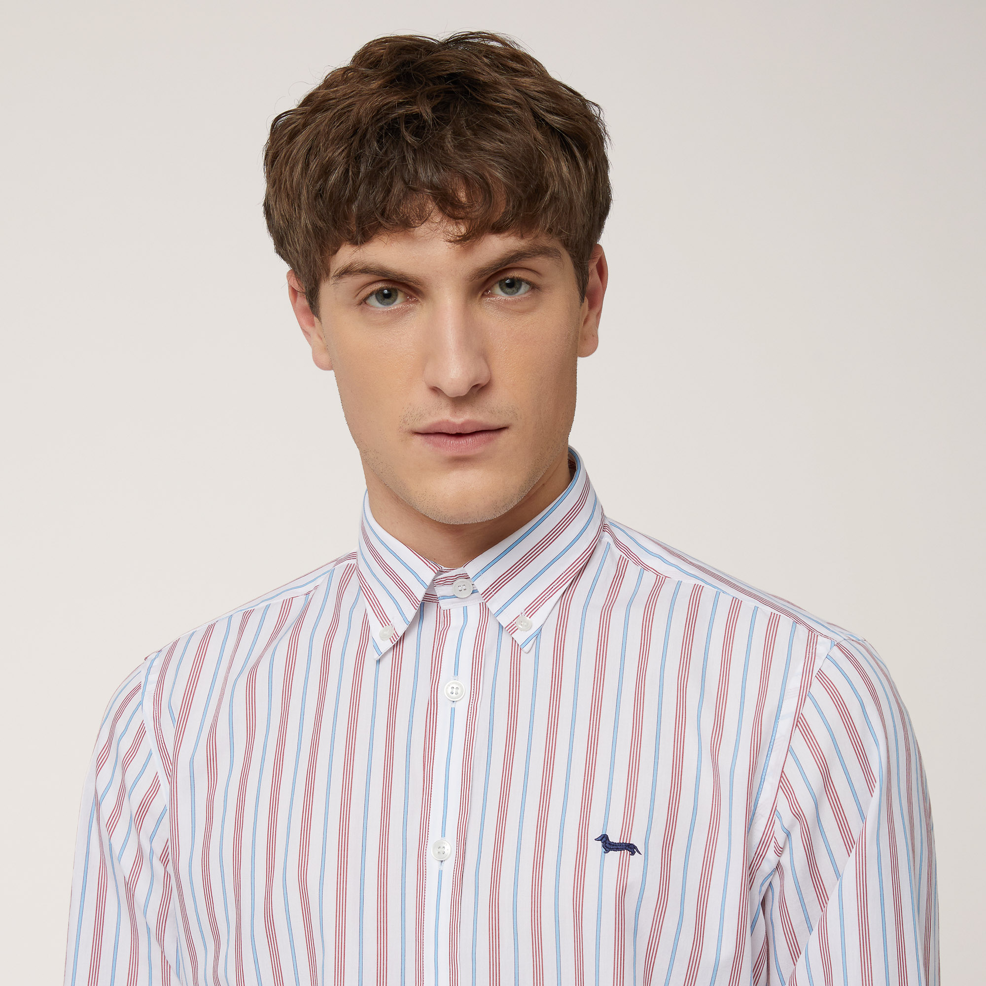 Striped Regular Shirt, Deep Red, large image number 2