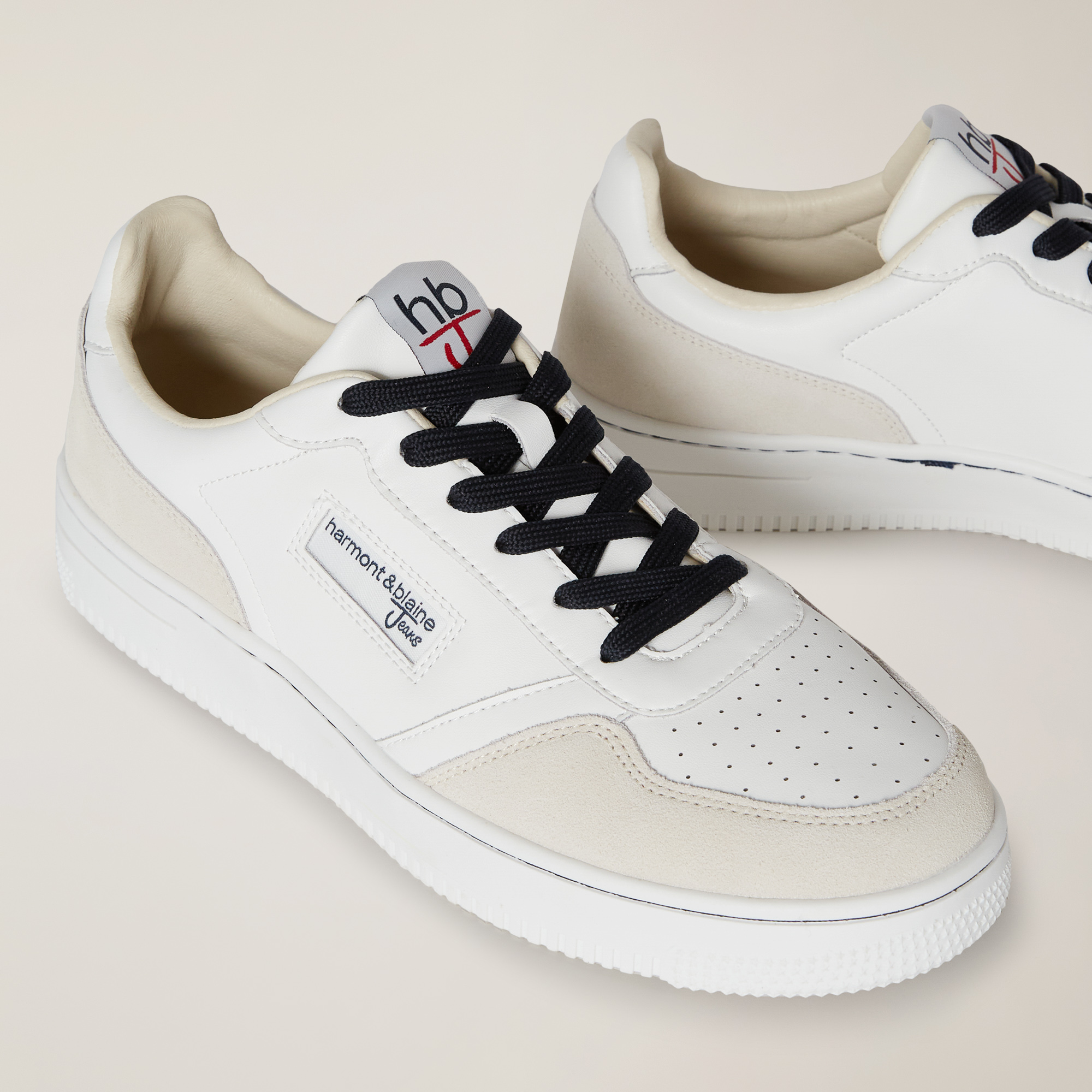 Sneakers In Pelle Con Logo, Beige, large image number 3