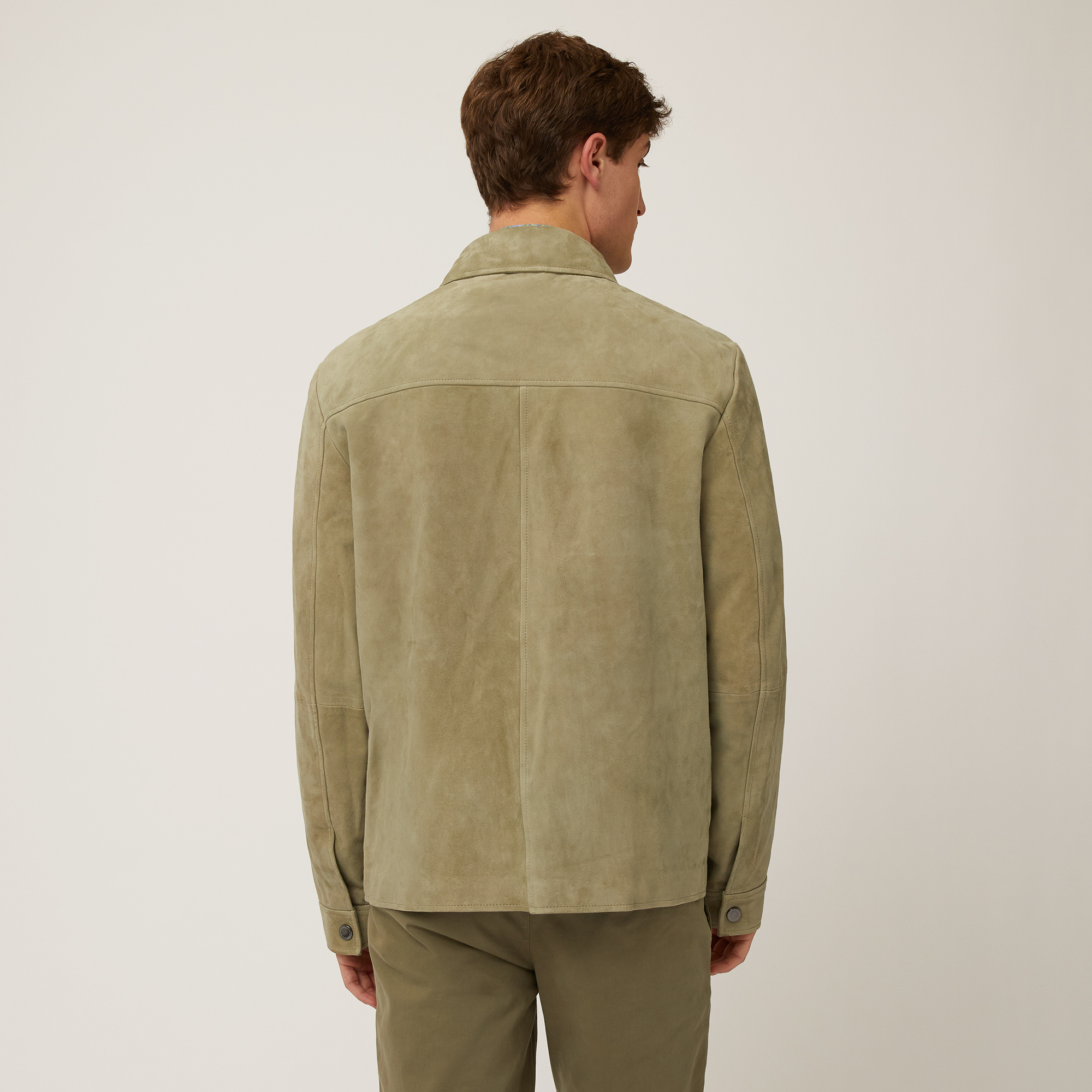 Indigo Cruise Leather Overshirt, Military Green, large image number 1