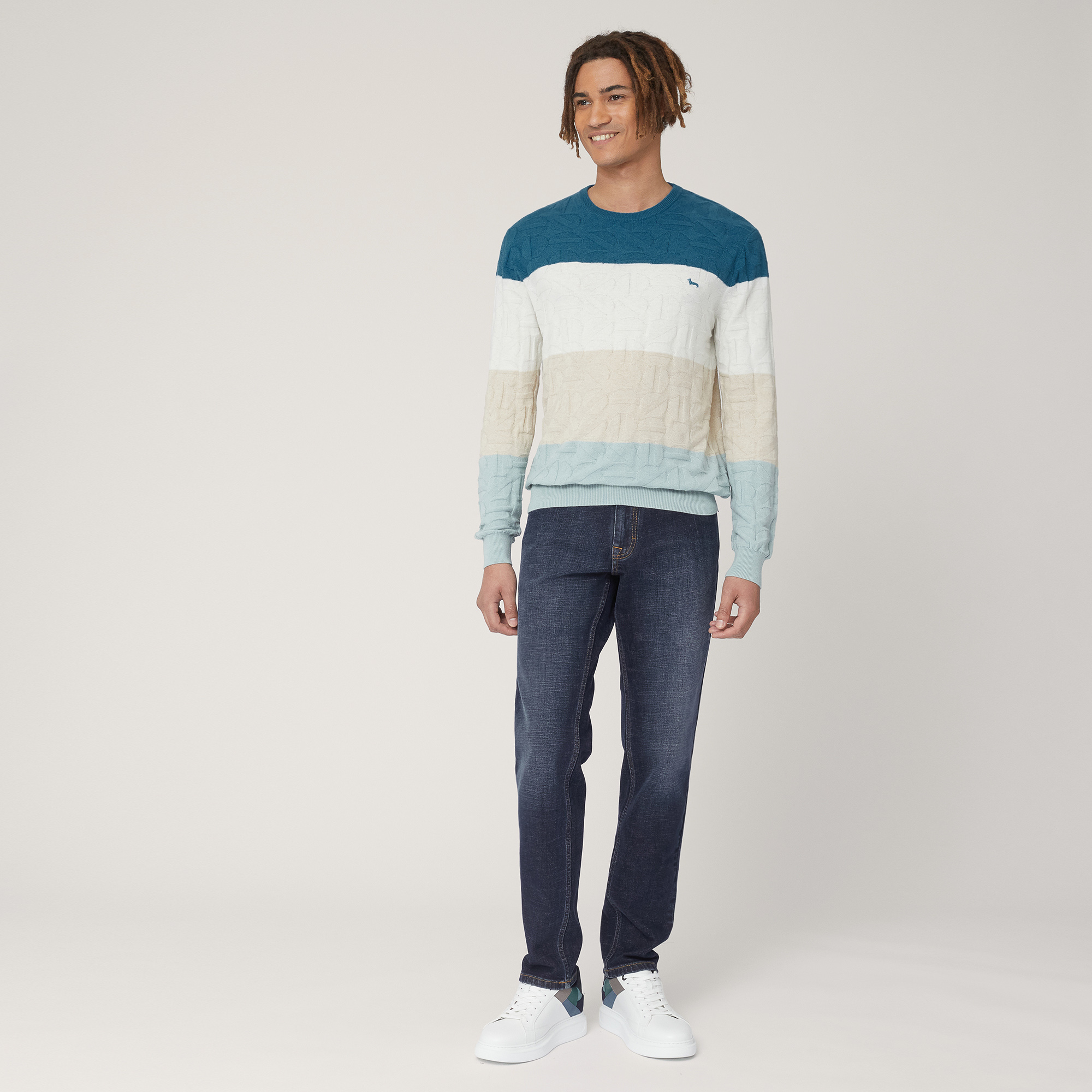 Pullover with Contrasting Bands, Blue , large image number 3