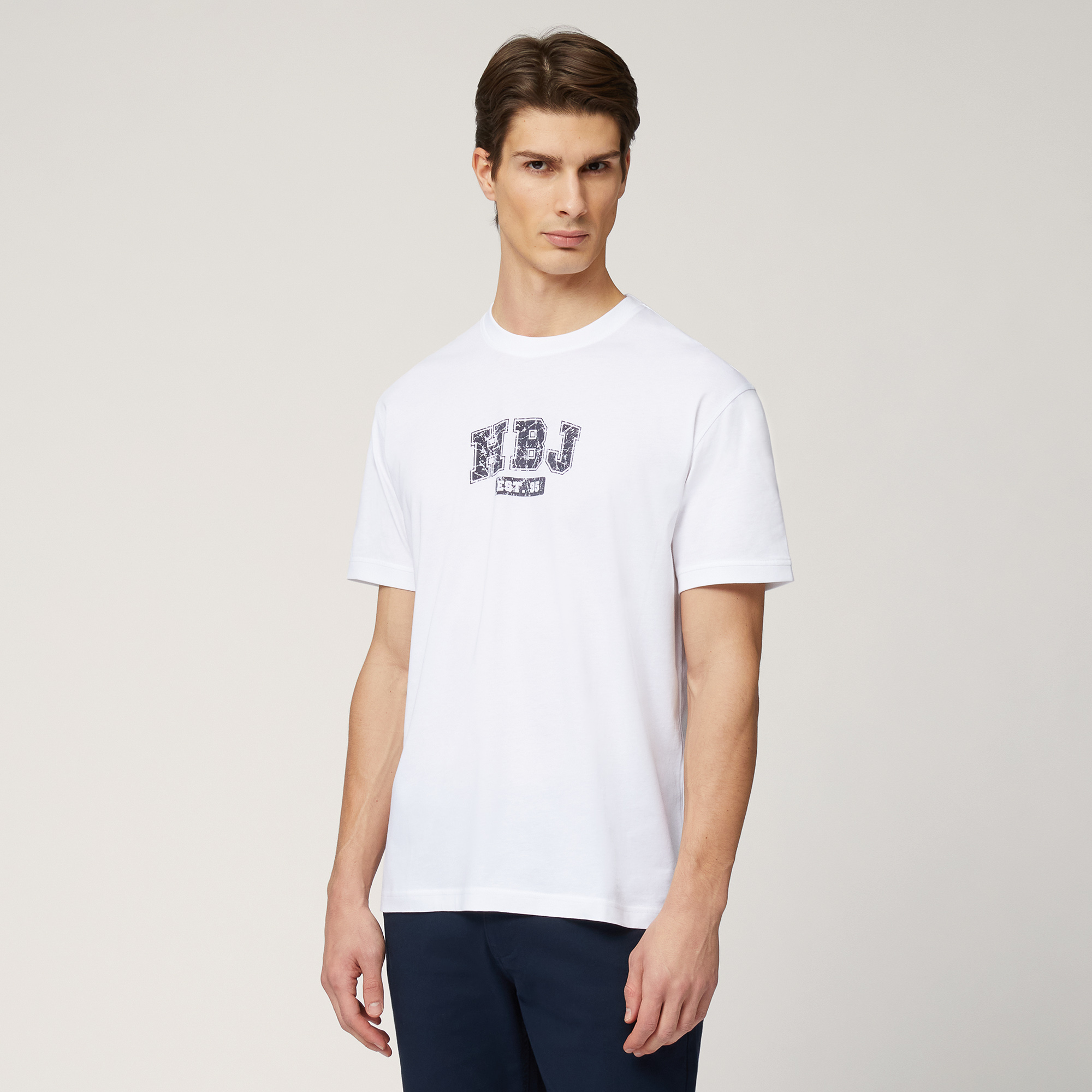 T-Shirt with Print On Chest, White, large image number 0