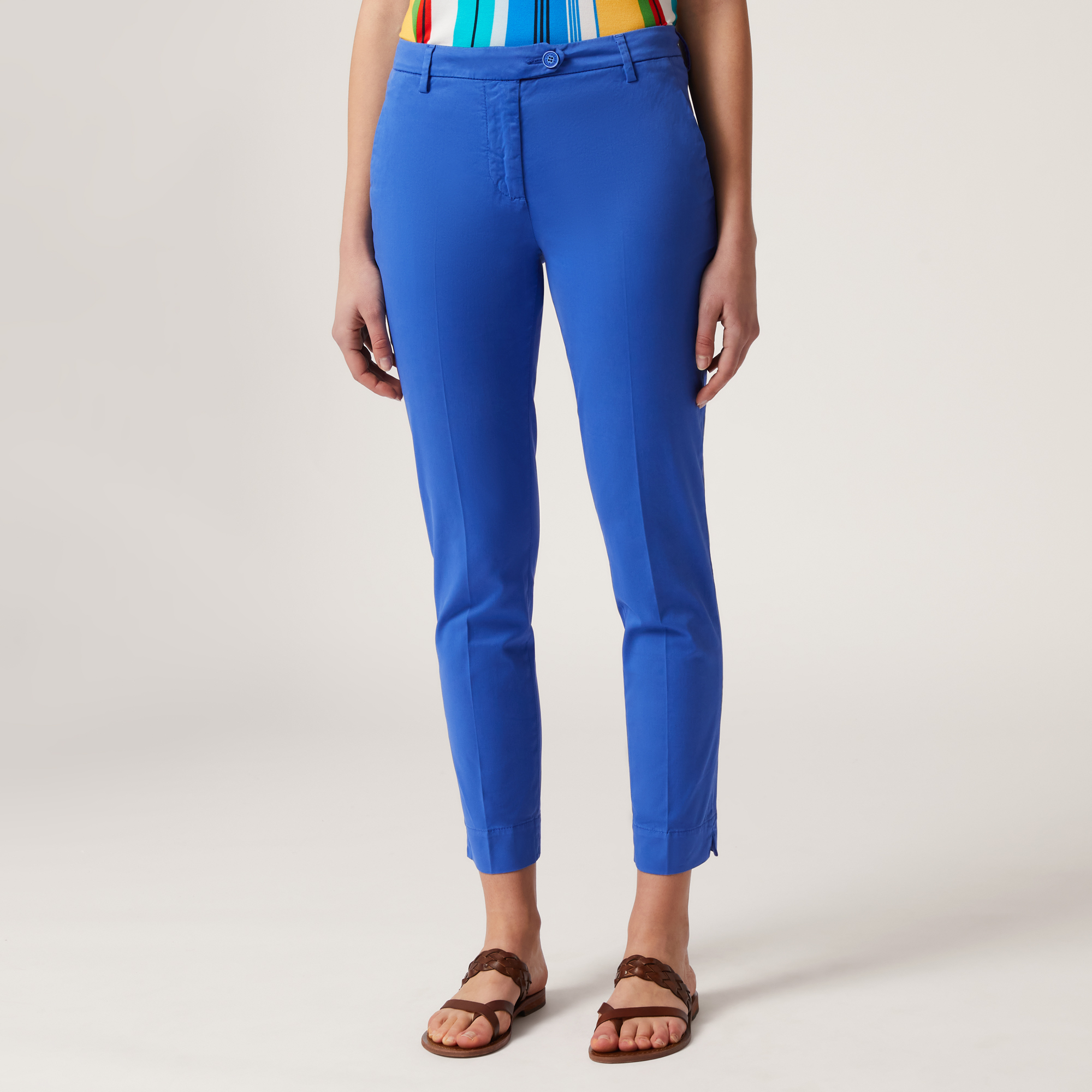 Pantalon Chino En Coton Stretch, Bleu clair, large image number 0