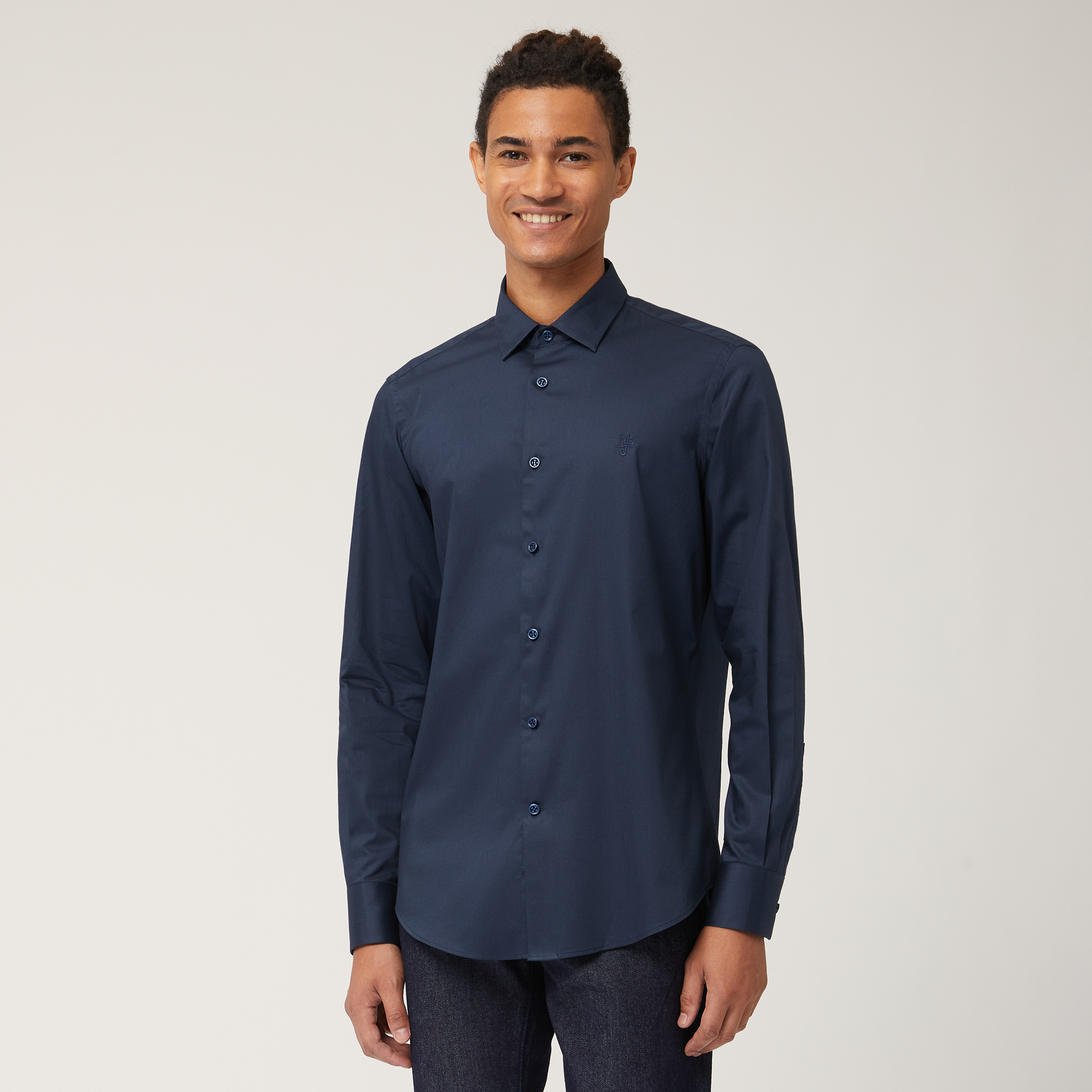 Solid Narrow-Fit Shirt, Blue, large image number 0