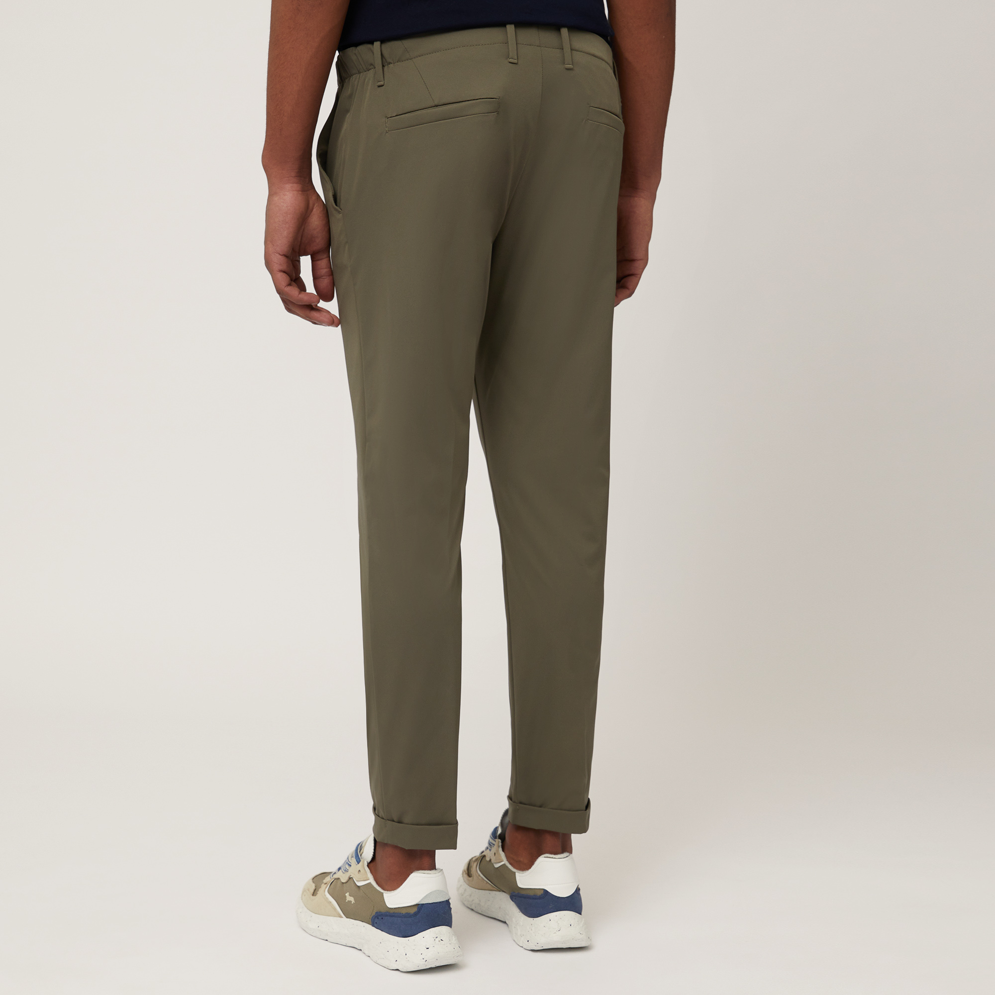 Pantaloni Chino Con Pinces, Verde Militare, large image number 1