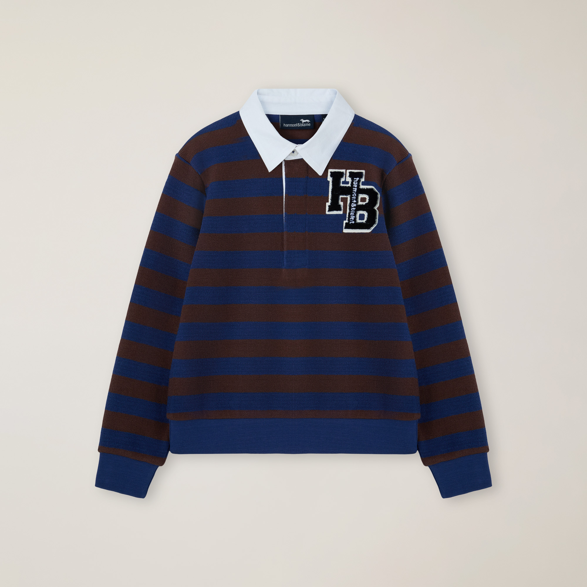 Heavy Jersey Striped Polo, Dark Brown, large image number 0