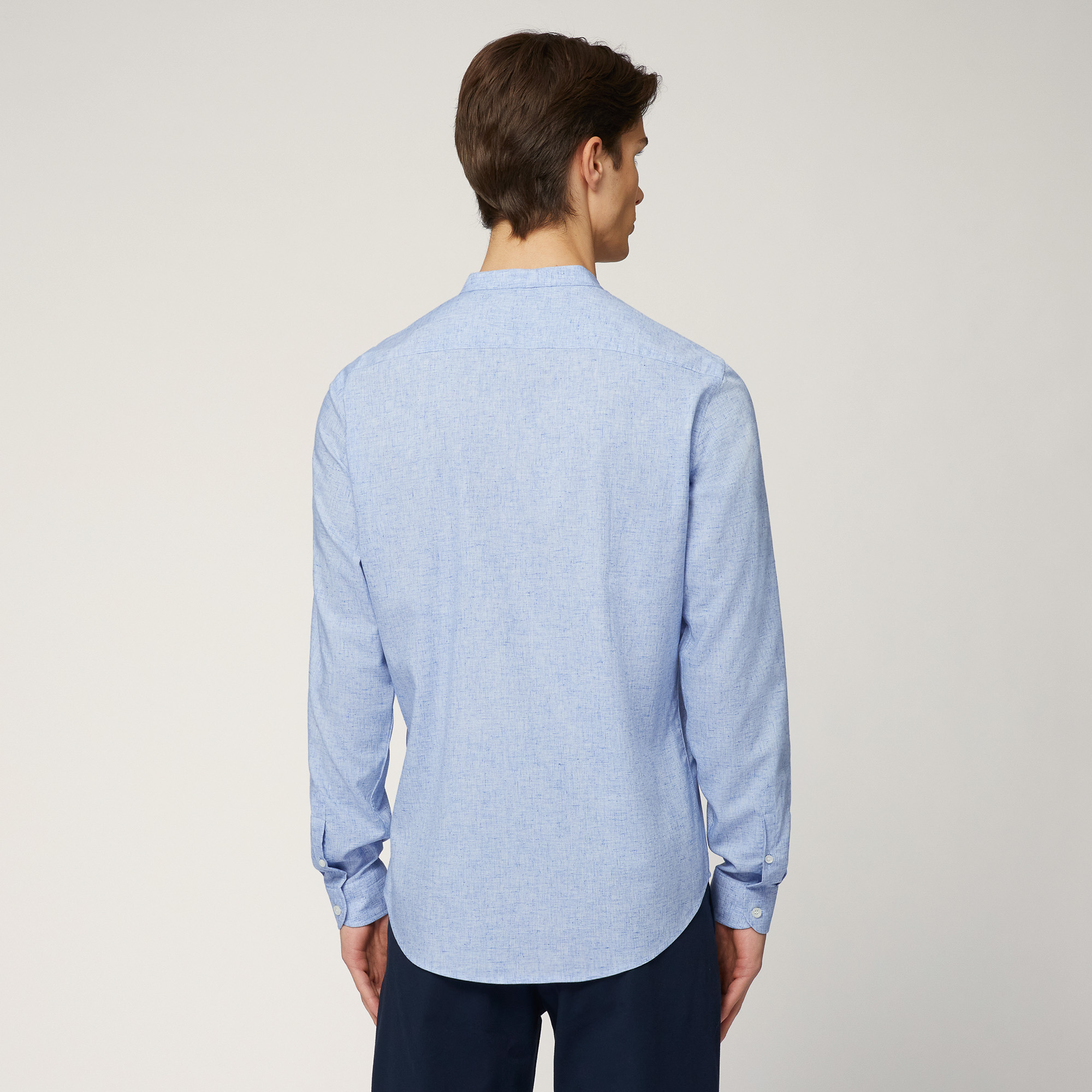 Cotton-Blend Mandarin-Collar Shirt