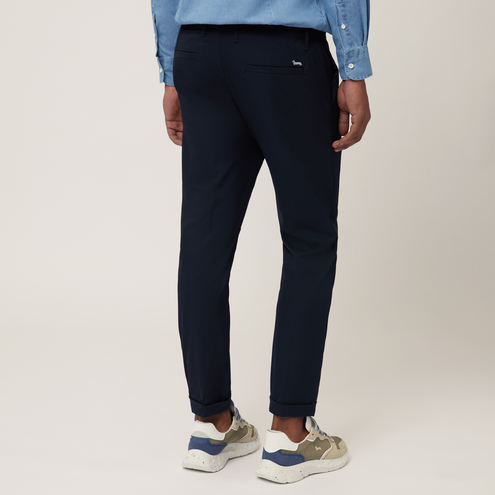 Chino Pants with Pleats, Navy Blue, large image number 1