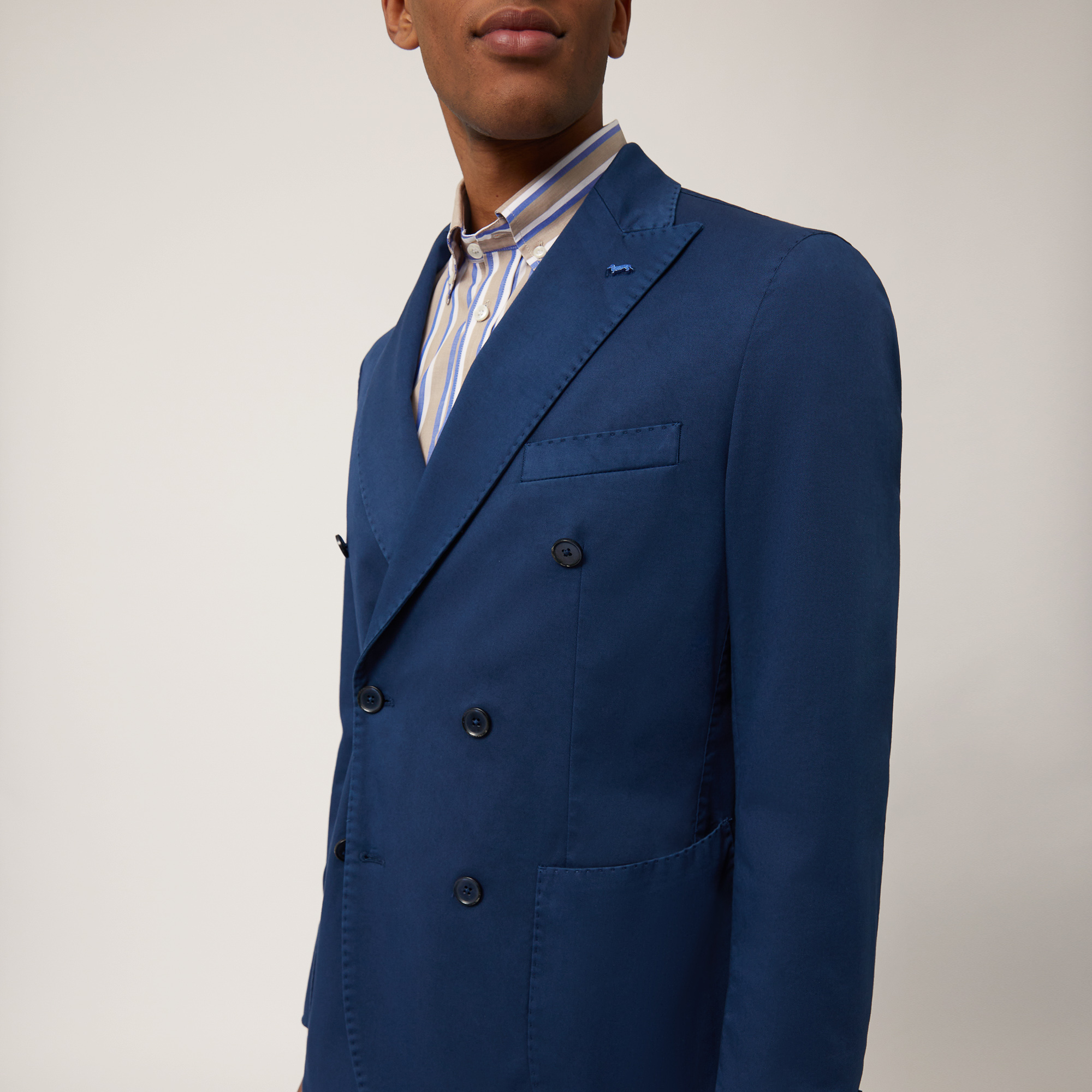 Cotton Double-Breasted Jacket, Marine Blue, large image number 2