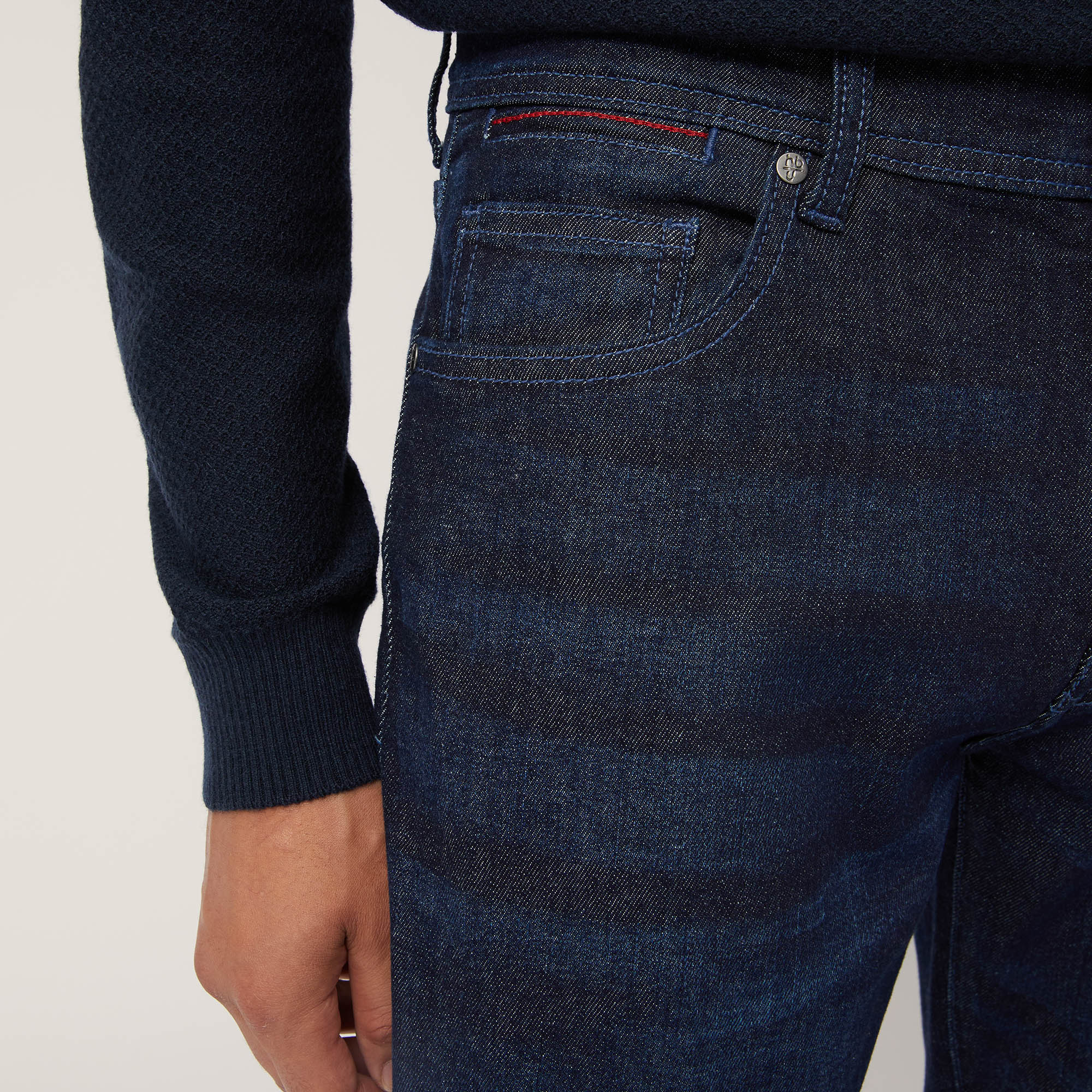 Pantaloni In Denim Stretch, Blu Denim, large image number 2