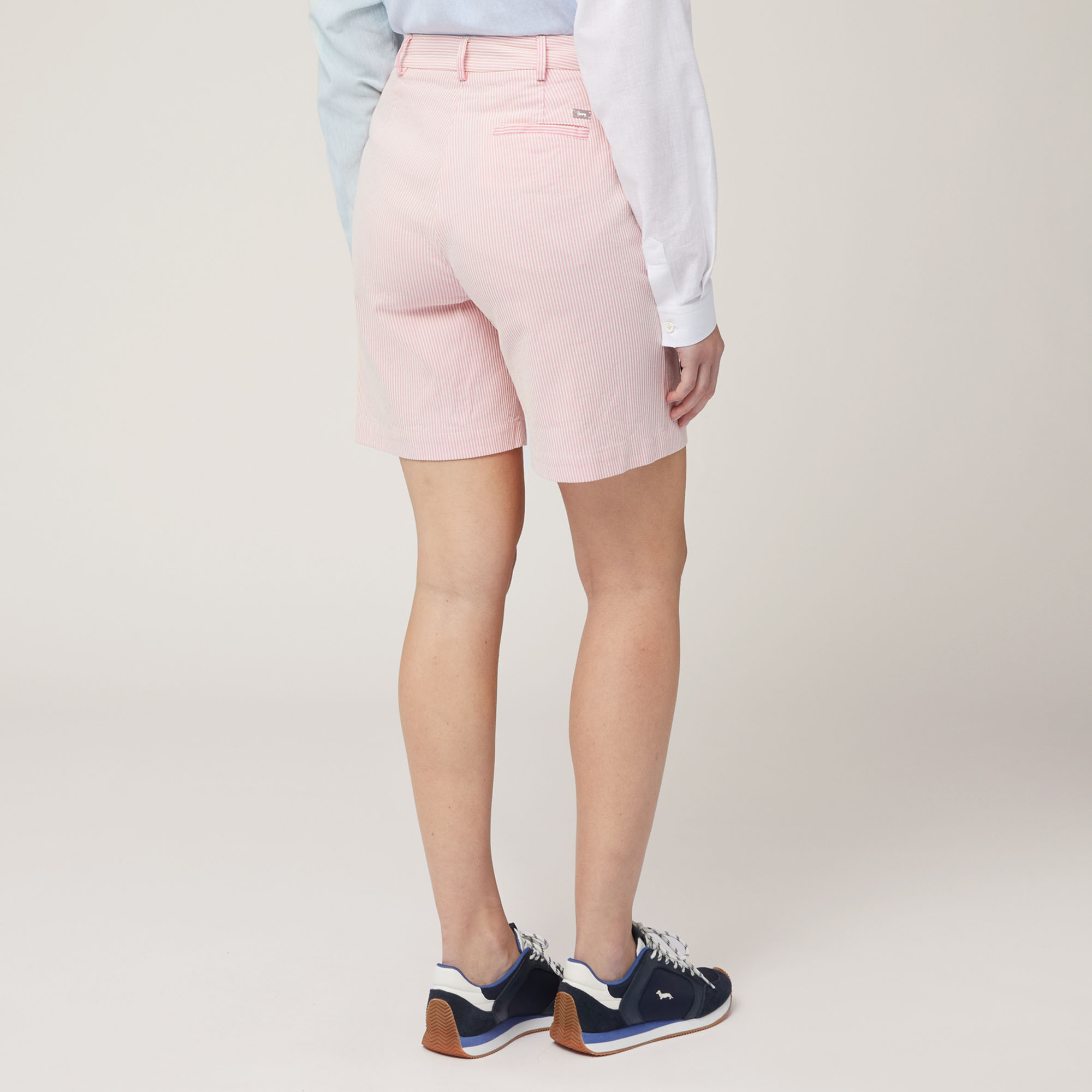 Pinstriped Cotton Bermuda Shorts