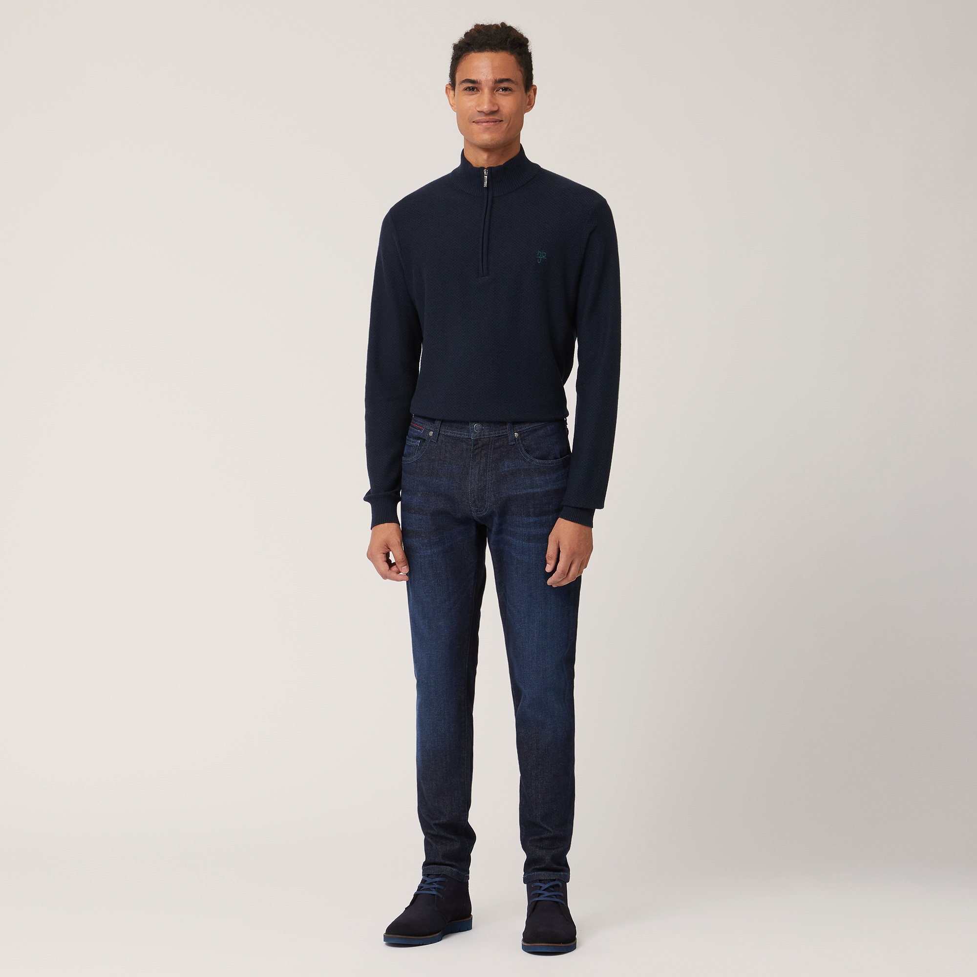 Pantaloni In Denim Stretch, Blu Denim, large image number 3