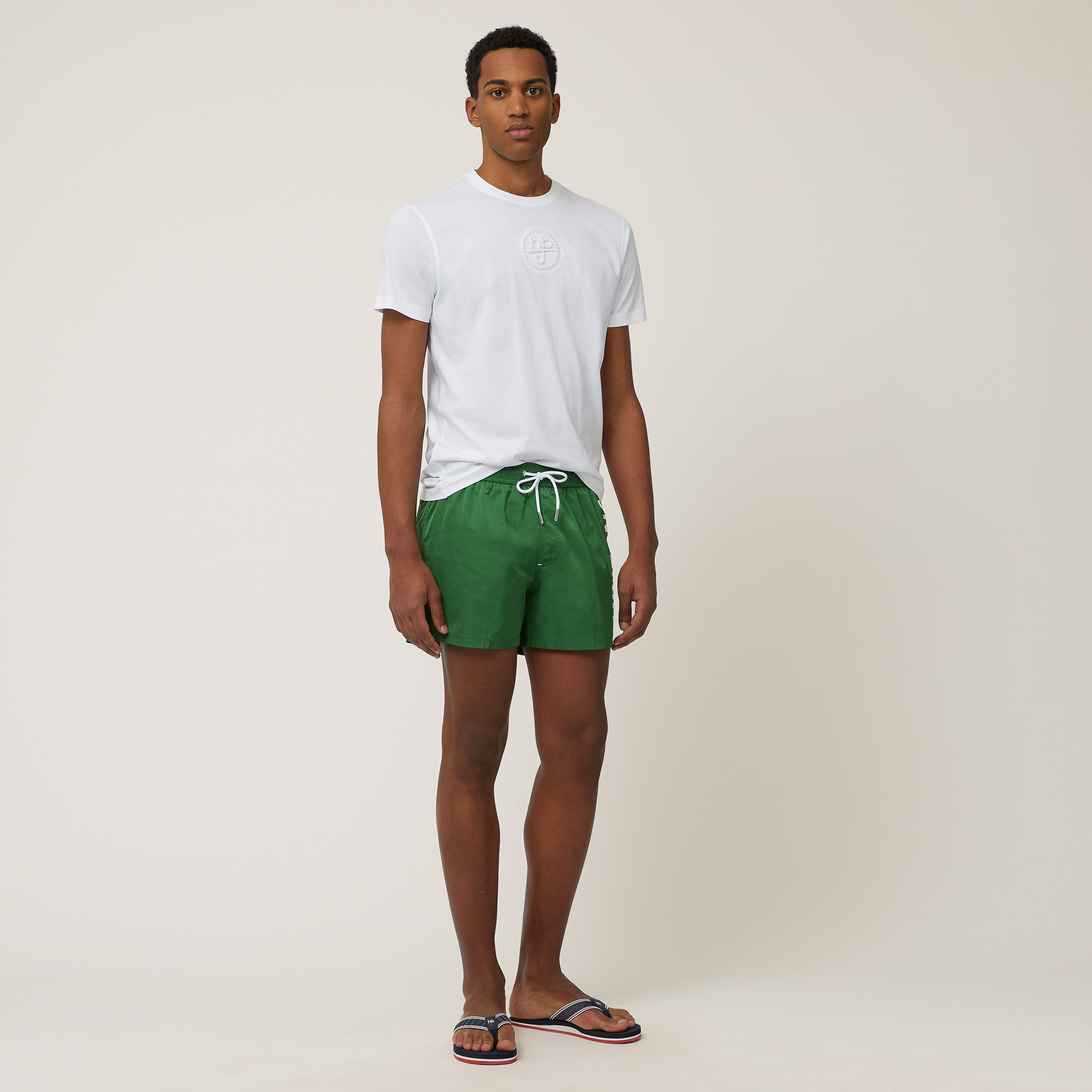 Shorts Da Mare Con Lettering, Verde Erba, large image number 3