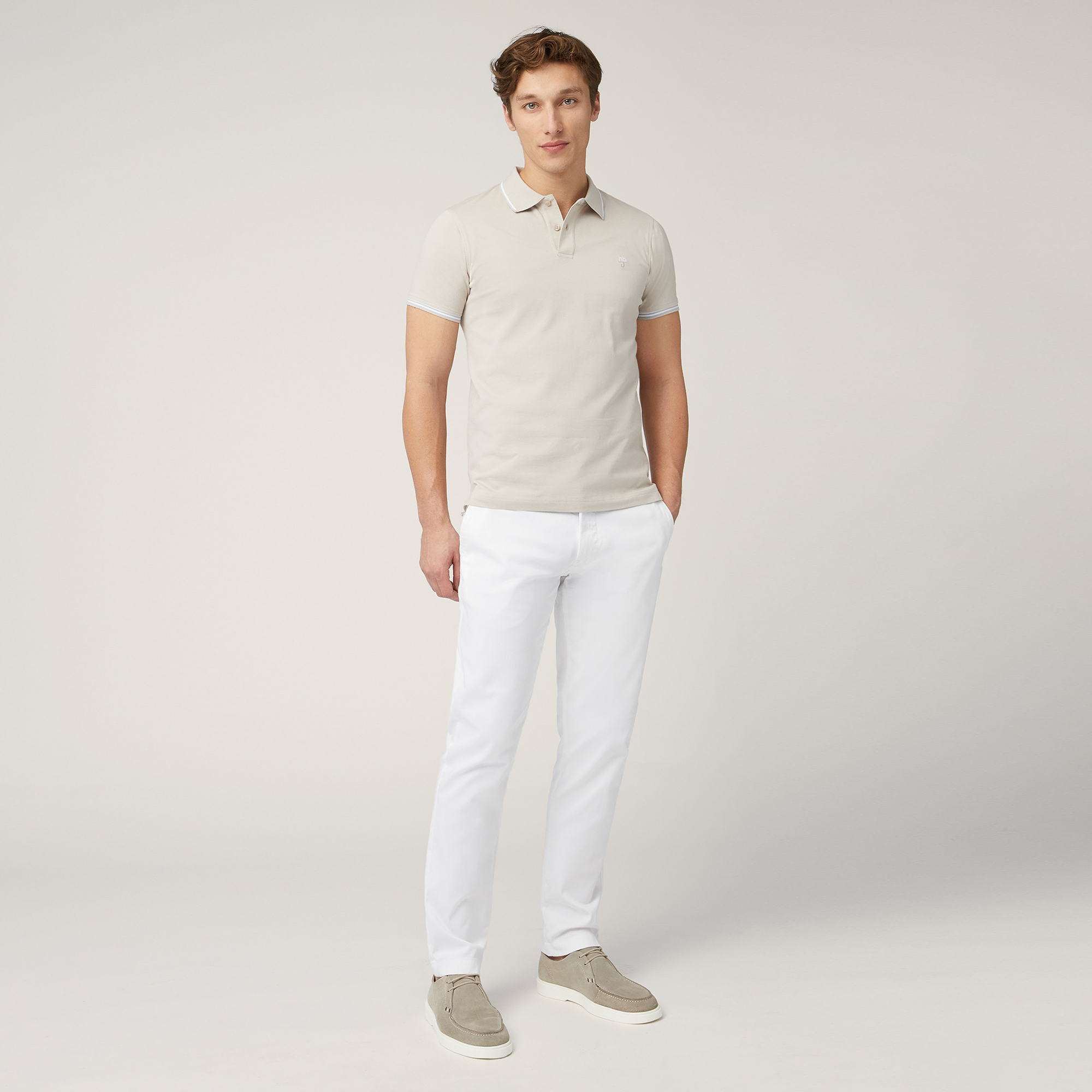 Pantaloni Chino In Twill, Bianco, large image number 3