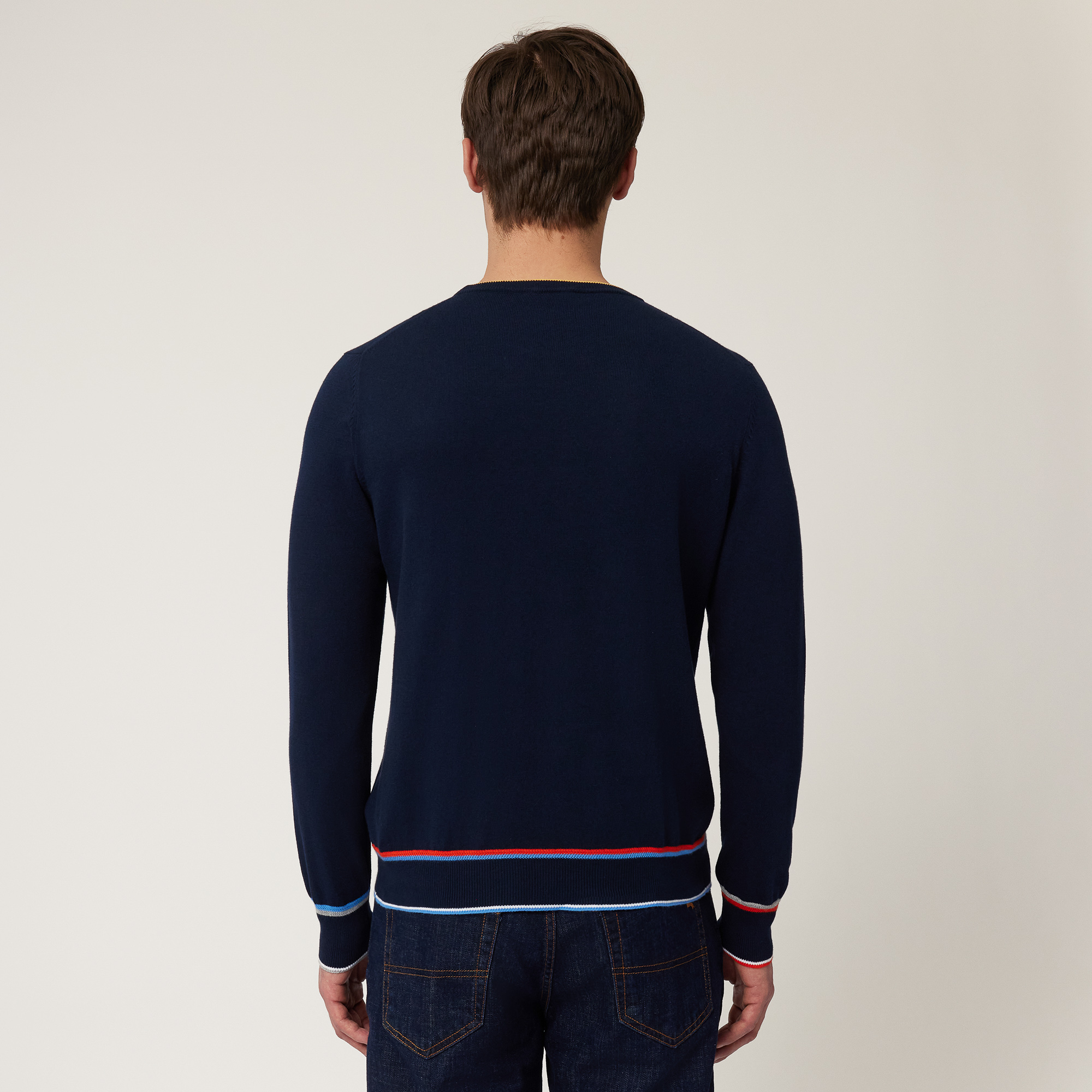 Pullover Con Contrasti, Blu Navy, large image number 1