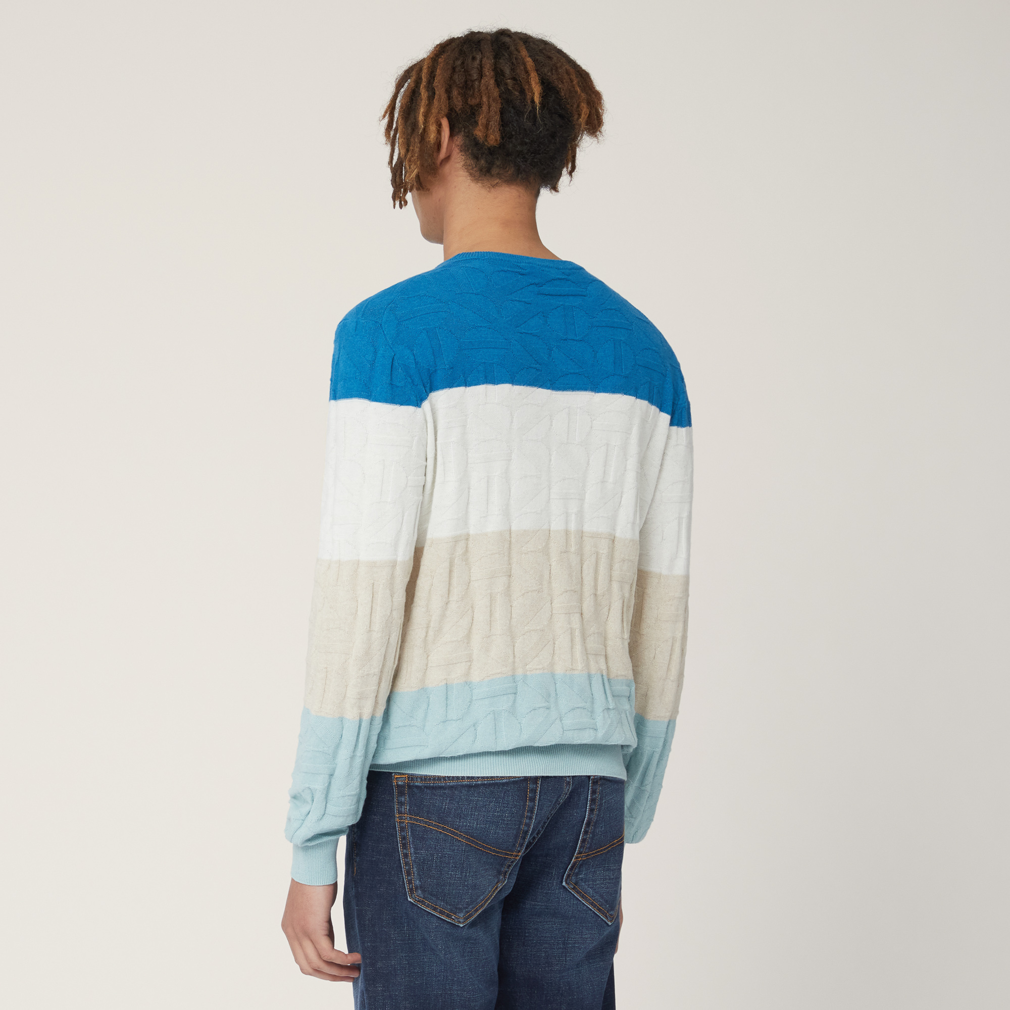 Pullover with Contrasting Bands, Blue , large image number 1