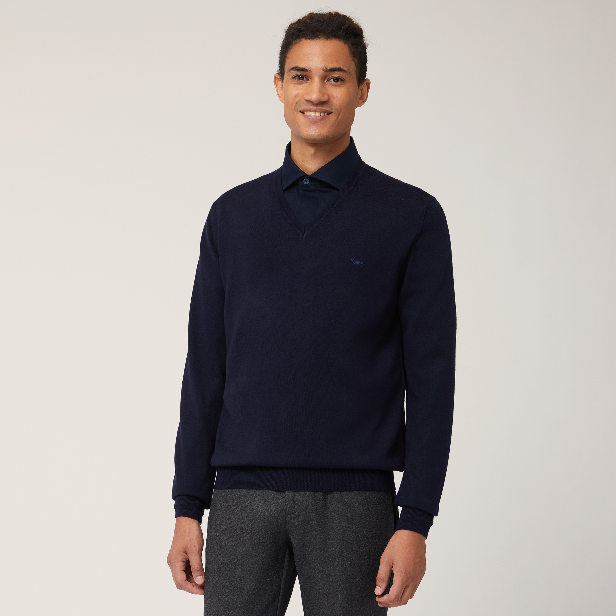 V-Neck Pullover, Blu, large image number 0