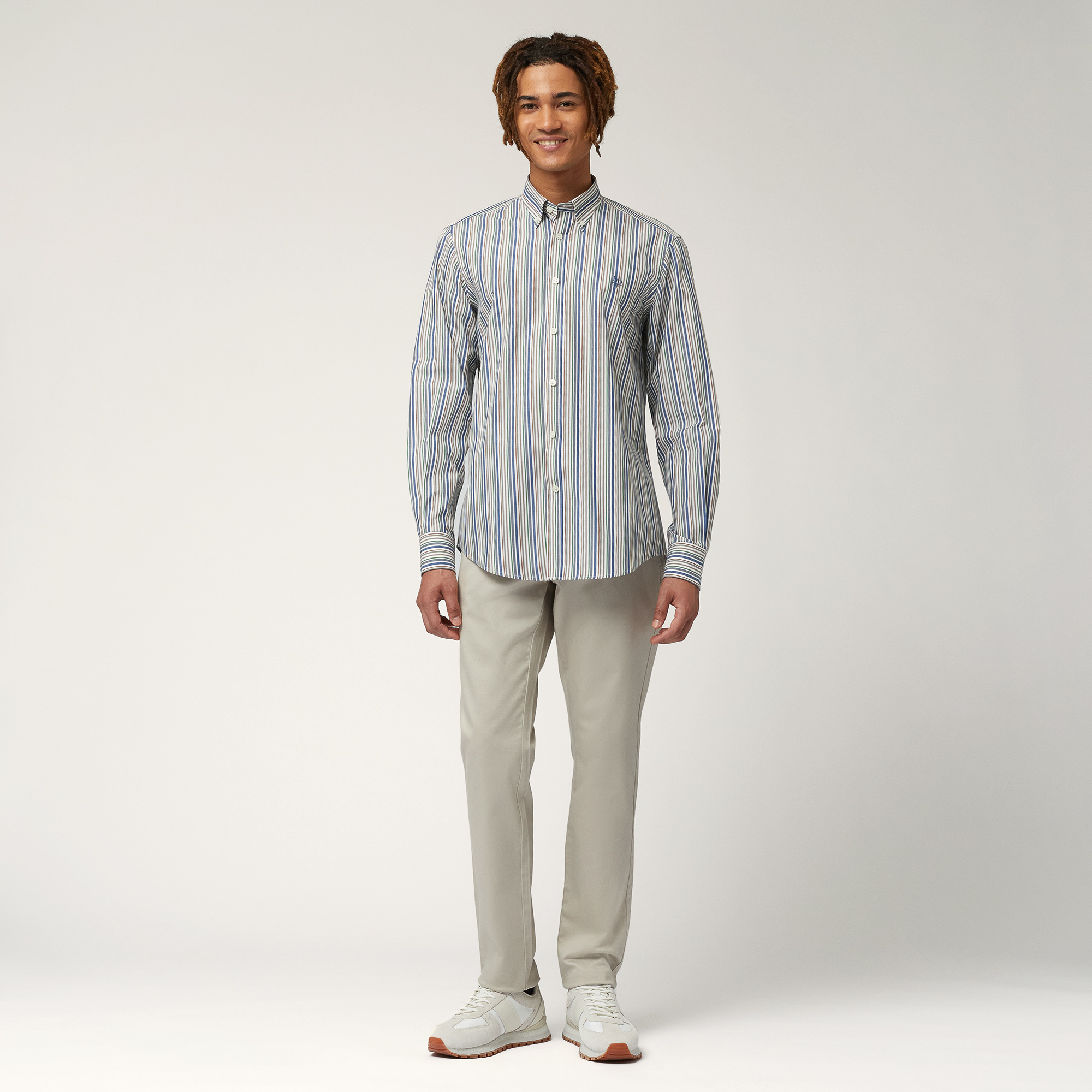 Multicolored Striped Shirt, White, large image number 3