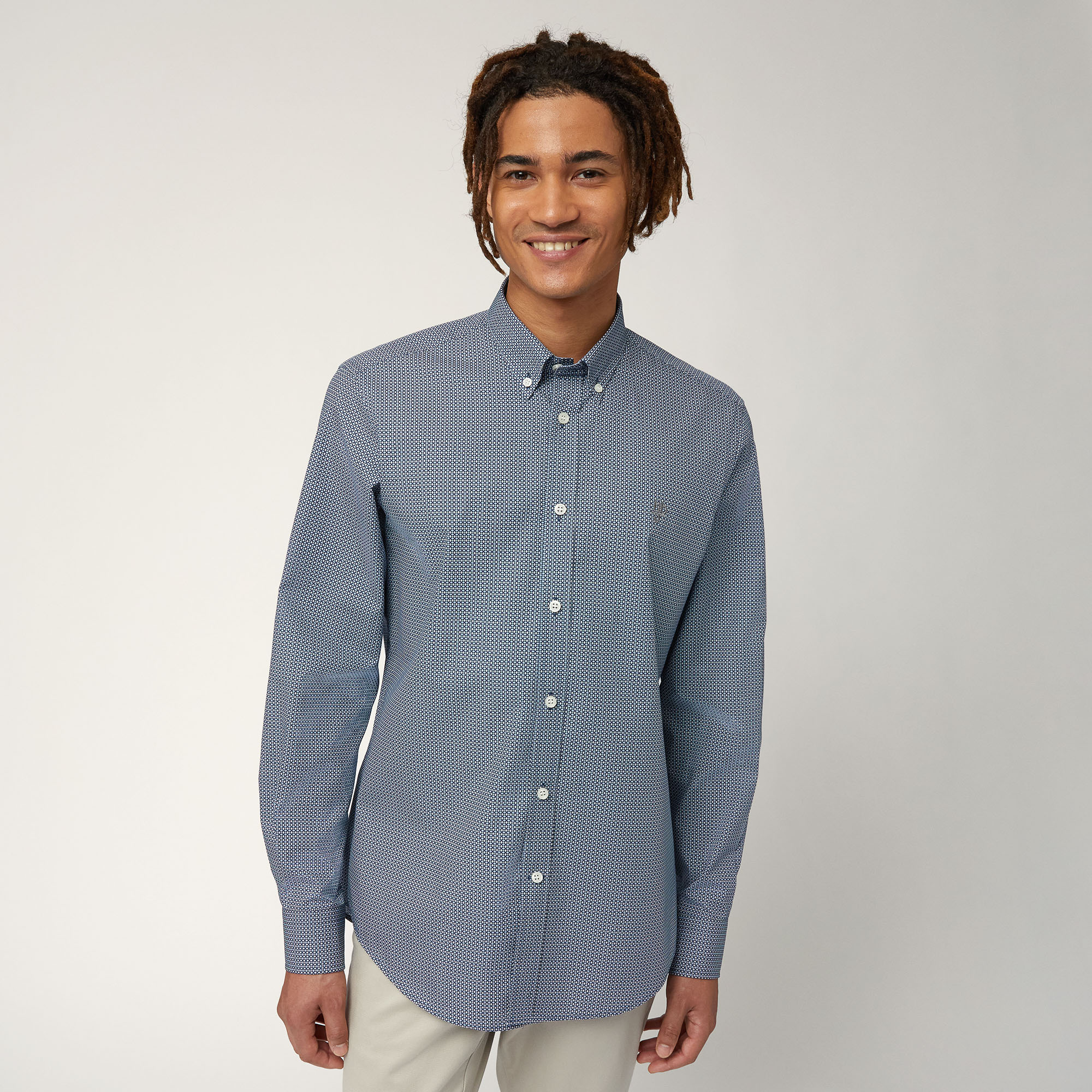 Geometric-Pattern Shirt, Blue, large image number 0