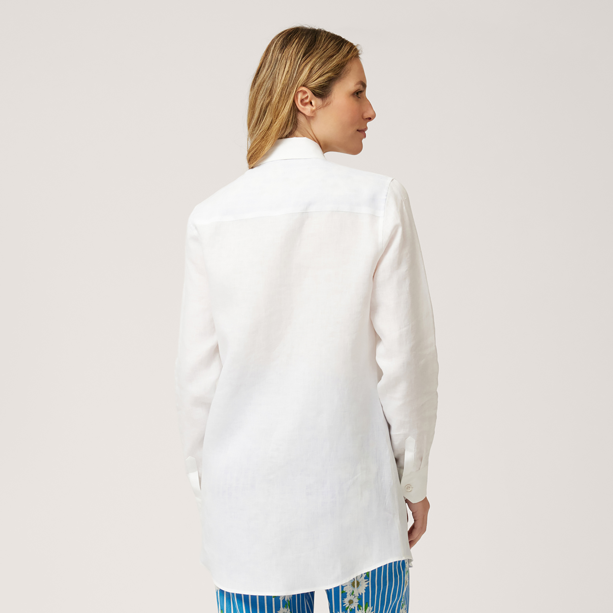 Linen Long Shirt, White, large image number 1