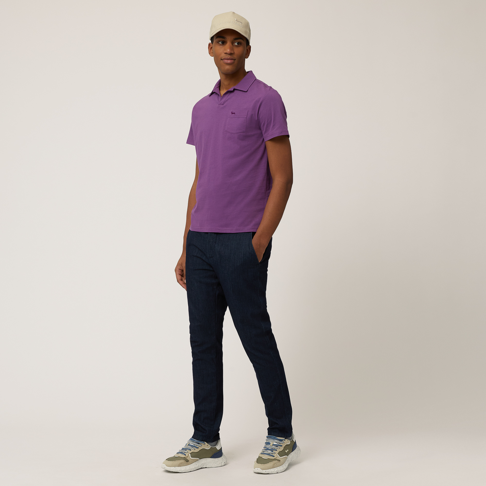 Jersey Polo with Breast Pocket, Violet, large image number 3